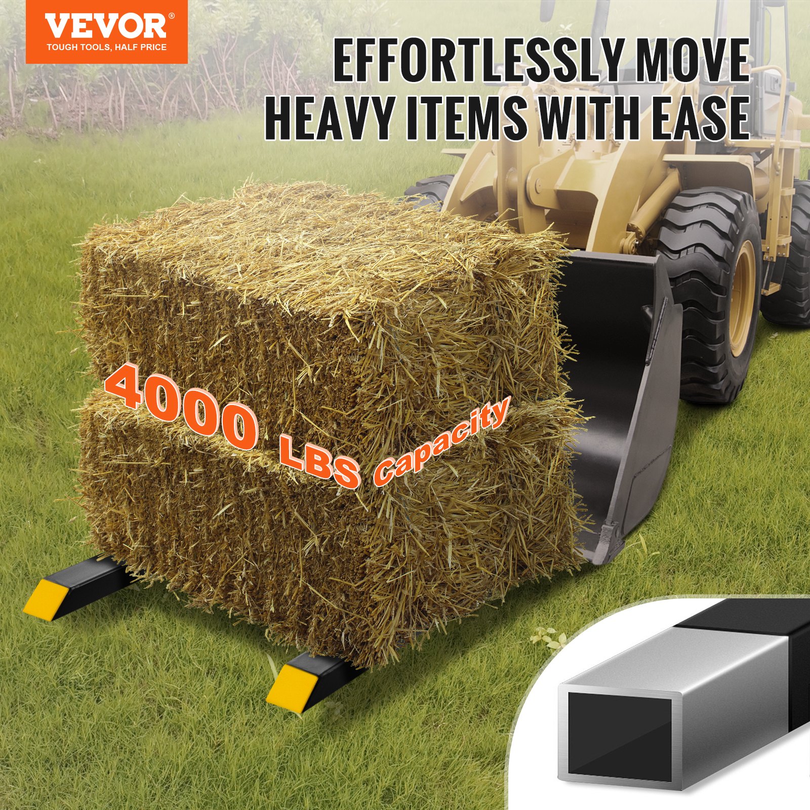 VEVOR Pallet Forks, 4000 Lbs Capacity Clamp On Pallet Forks, 60 Tractor Bucket Forks, Heavy Duty Front Loader Attachment For Tractor, Loader Bucket, Skid Steer, Tractor Forks For Agriculture And Farm — imagen 1