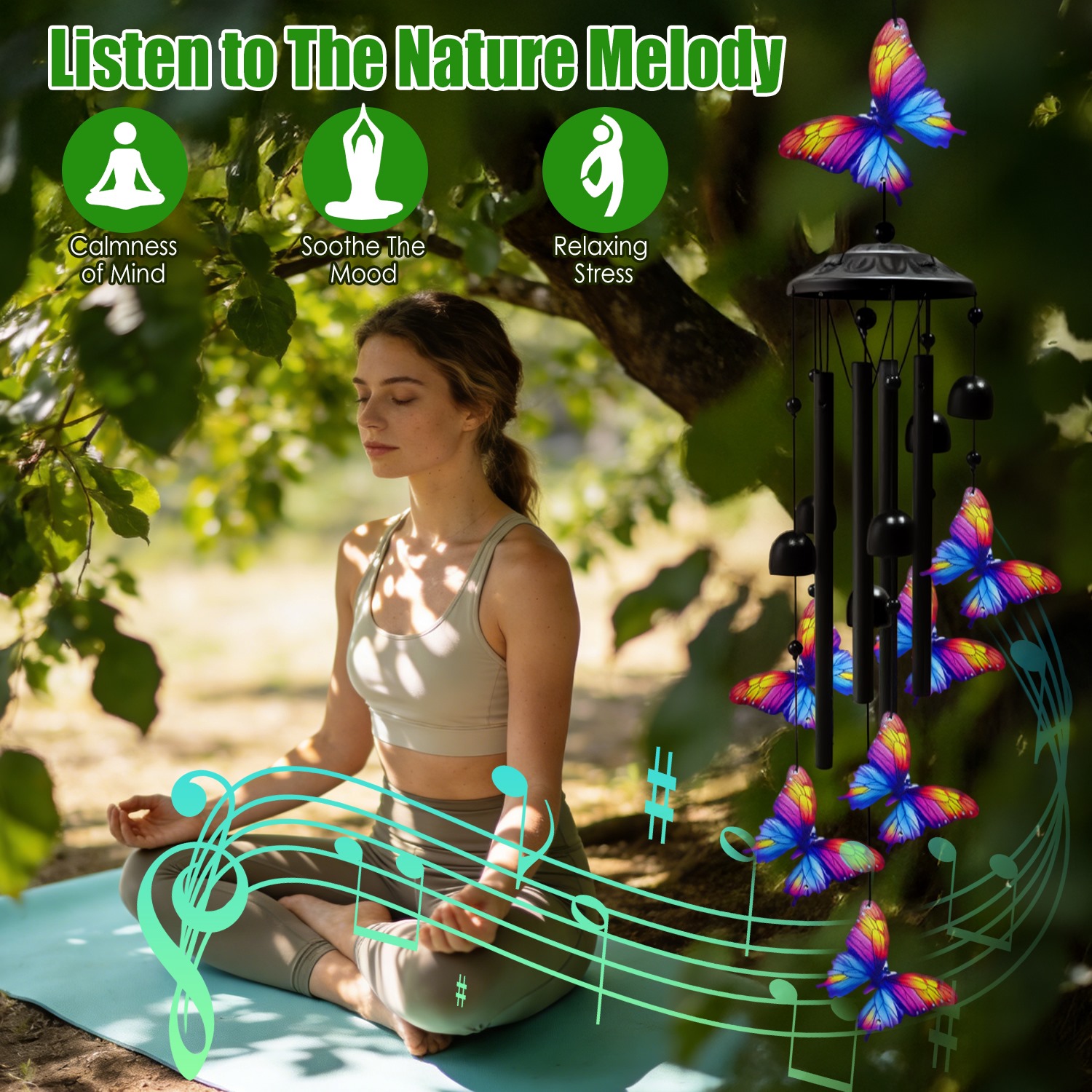 Butterfly Wind Chimes For Outside Metal Wind Chimes With Aluminum Tubes Deep Soothing Sound Decor For Garden Yard Home Patio Gift For Women Men — image 11
