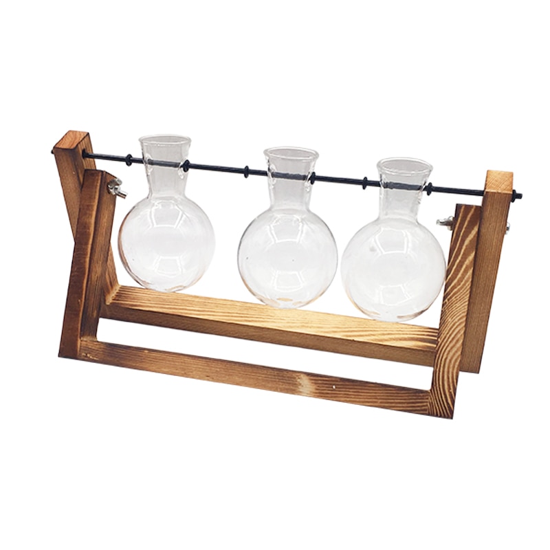 Terrarium Creative Hydroponic Plant Transparent Vase Wooden Frame vase decoratio Glass Tabletop Plant Bonsai Decor flower vase — image 5