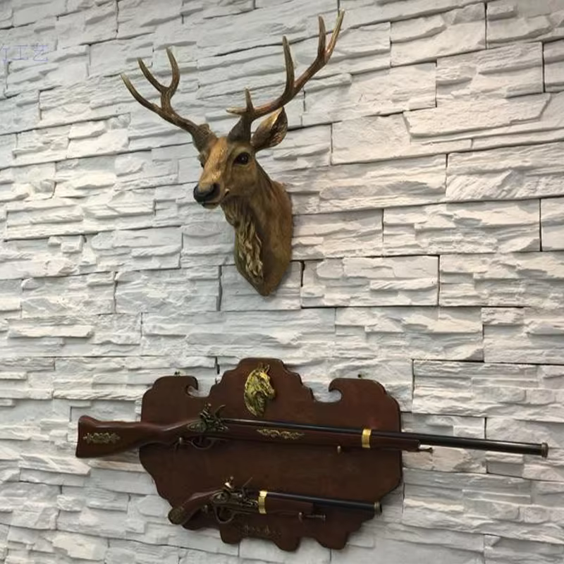Faux Deer Head 17 inch Faux Animal Head Wall Décor Handmade Farmhouse Décor Rustic Wall Decor Deer Antlers Head Statue Resin Art — image 2