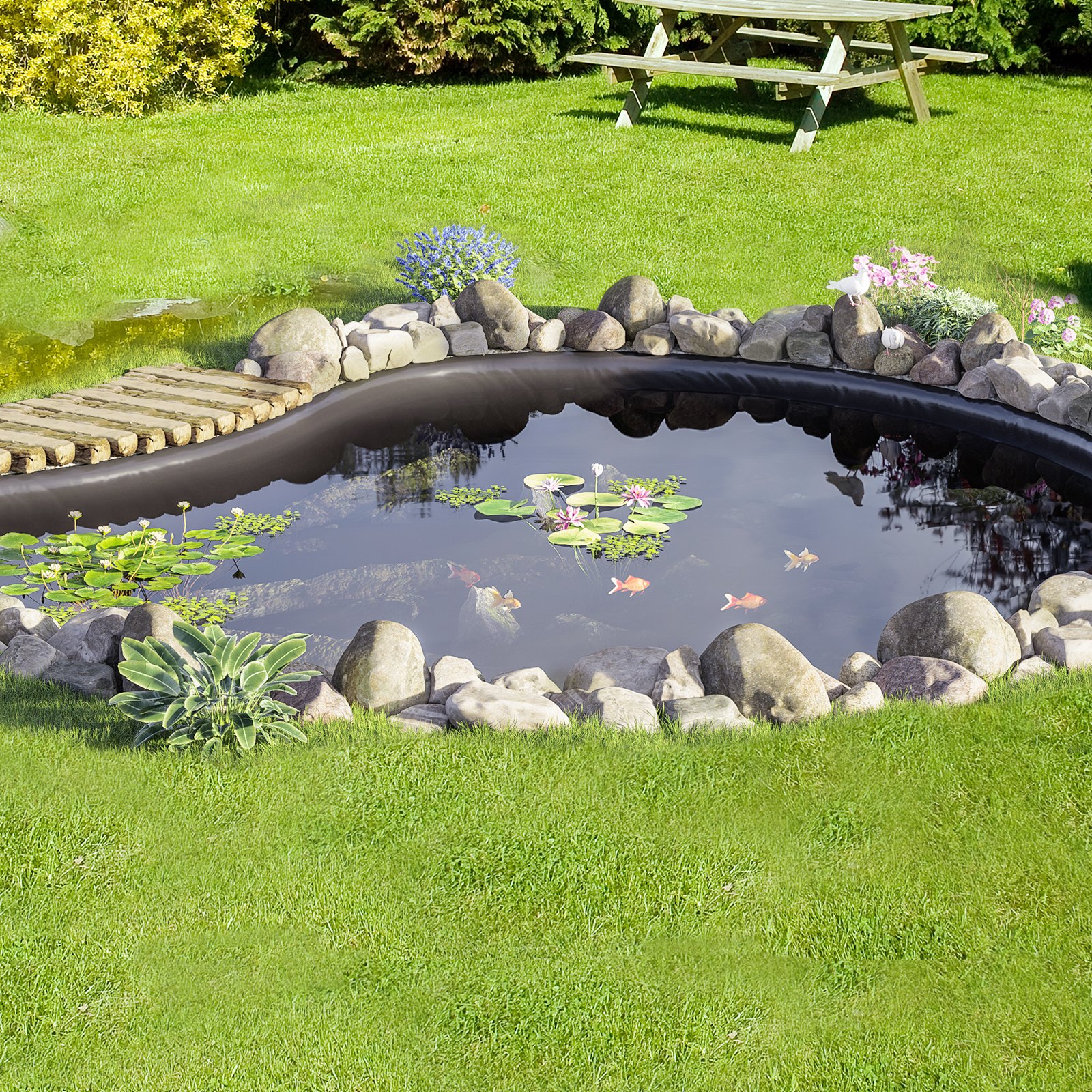 VEVOR Pond Liner, 10 X 13 Ft 20 Mil Thickness, Pliable LLDPE Material Pond Skins, Easy Cutting Underlayment For Fish Or Koi Ponds, Water Features, Waterfall Base, Fountains, Water Gardens, Black — image 3