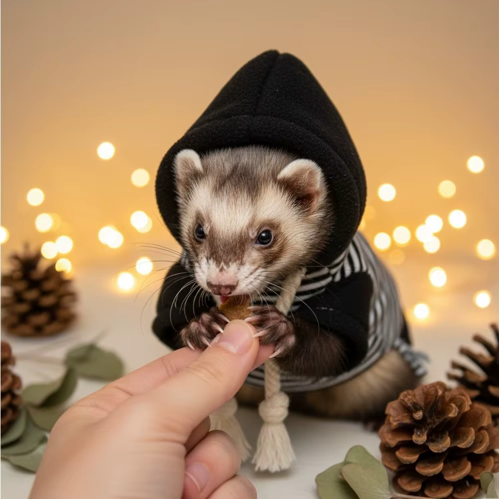 Lizard Jacket Elastic Ferret Hoodie Cozy Thick Fleece Ferret Pullover Soft Stylish Drawstring Pet Warm Clothing Winter — image 1
