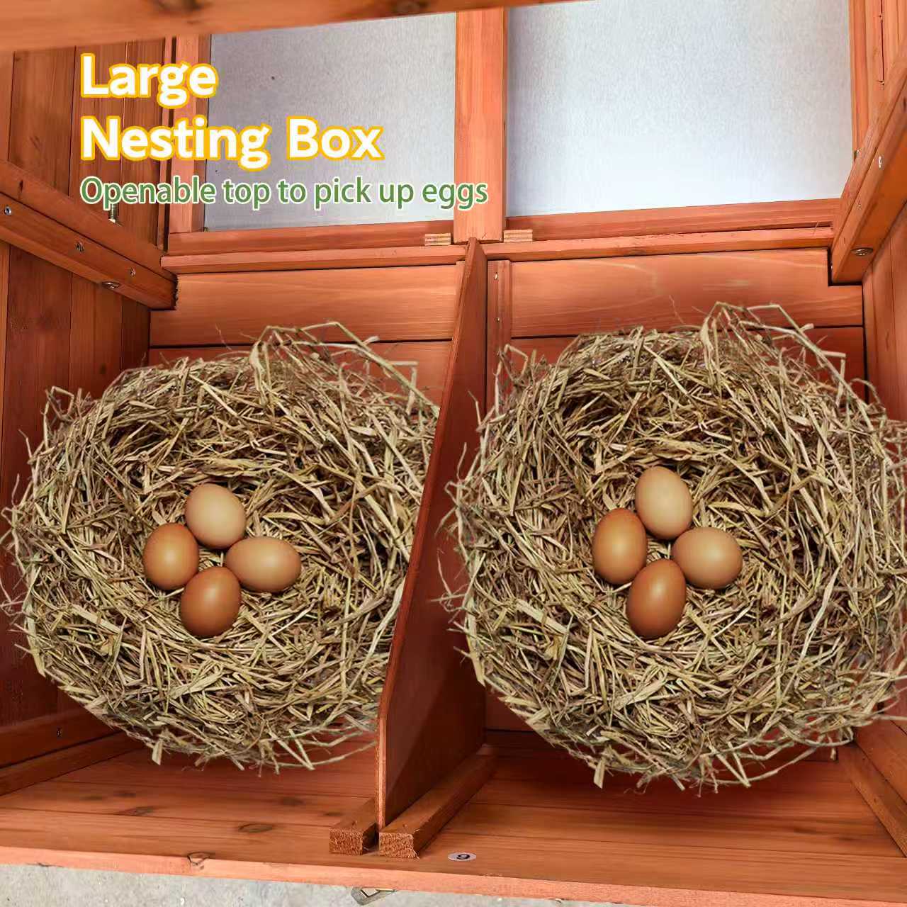 Casa de Gallinas Grande en Madera para Exterior con 2 Cajas de Incubación y 2 Puertas Libres, Plataforma Impermeable — imagen 4