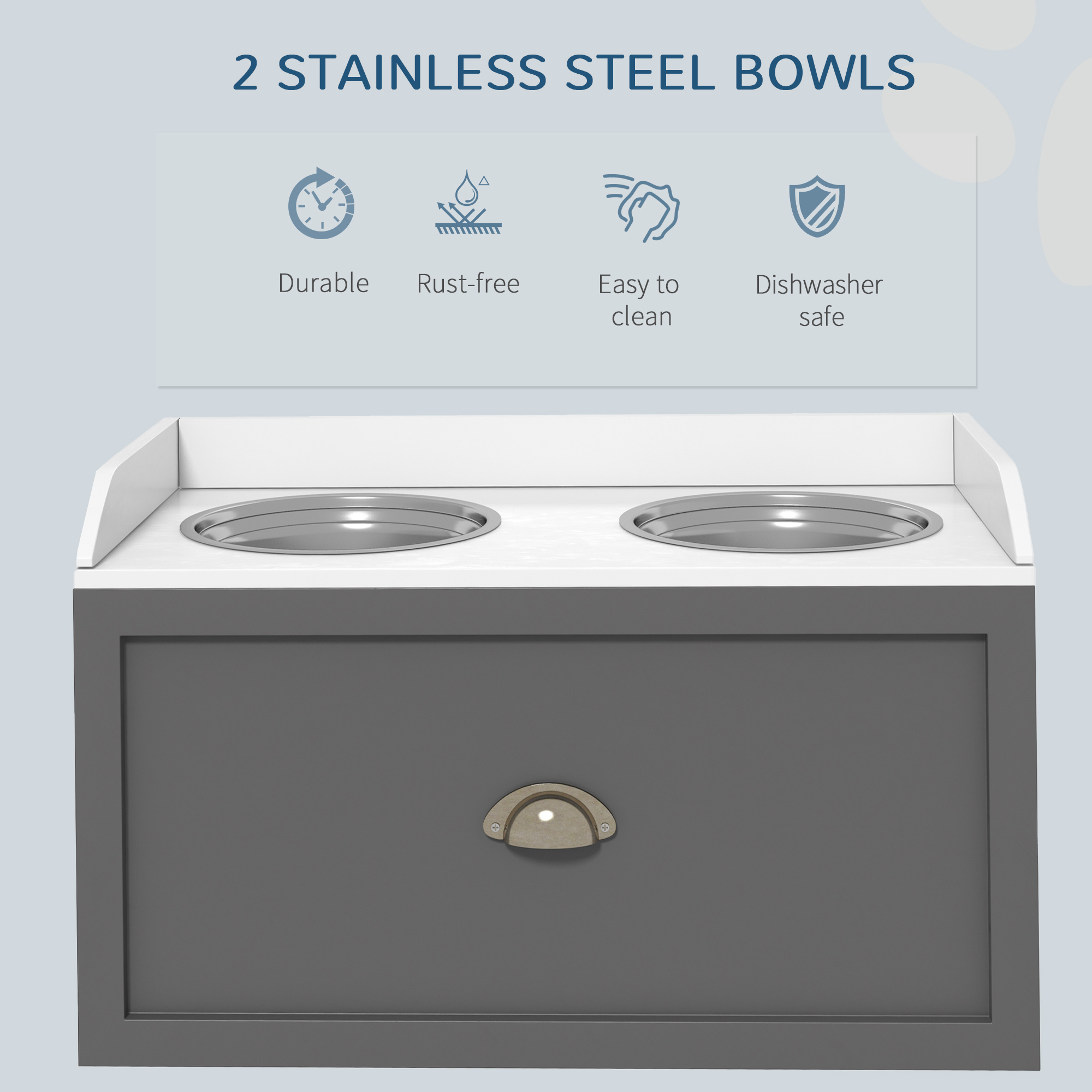 Pet Feeding Station Pet Dish Bowl Set with Storage, 2 Elevated Dog Bowls for Large Sized Dogs, Gray — image 8