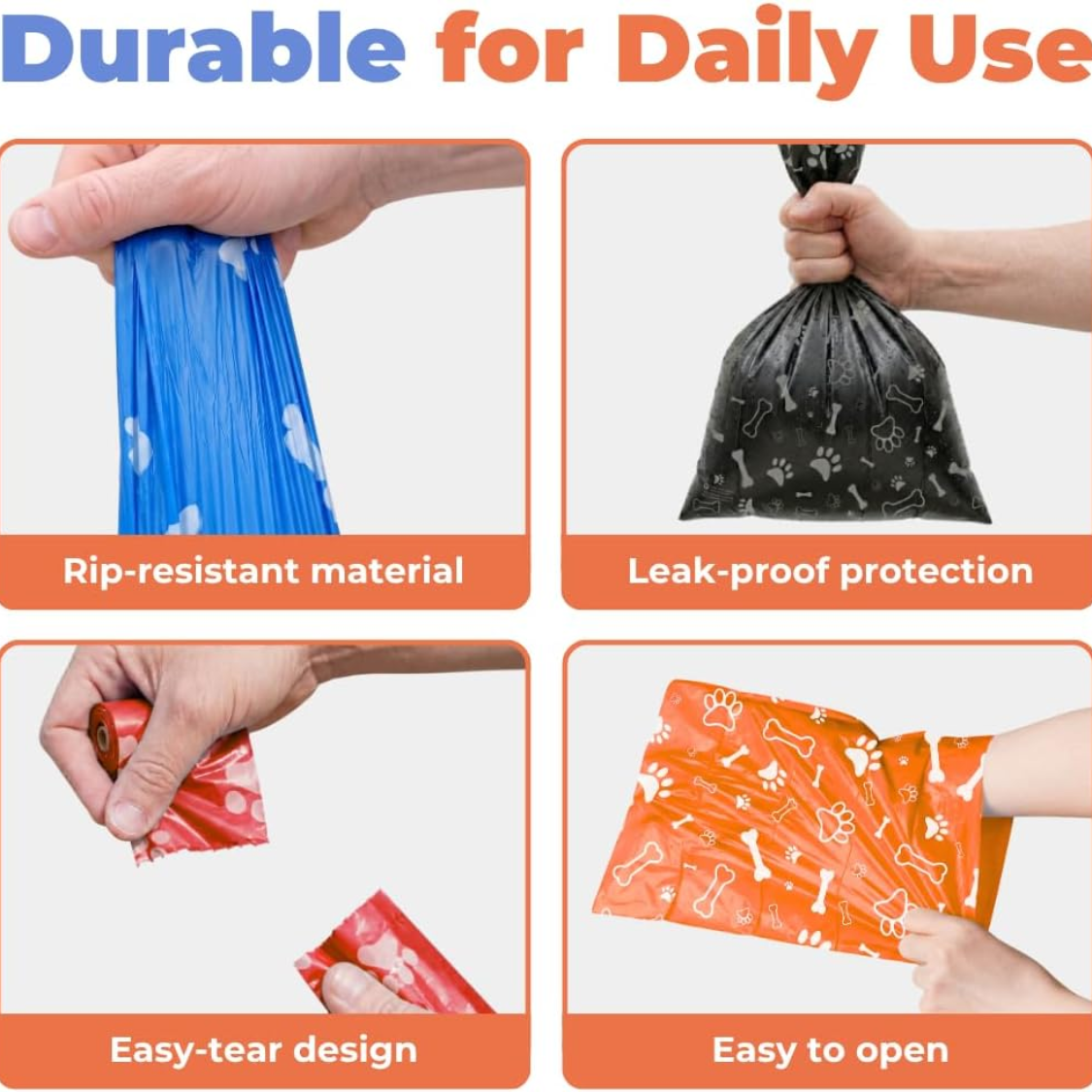 Best Pet Supplies Bolsas para Desechos de Perro, Repuestos de Limpieza para Paseos y Viajes al Aire Libre con Cachorros, Resistentes a Fugas y Desgarros, Plástico Grueso, Surtidas, 150 Bolsas — imagen 2