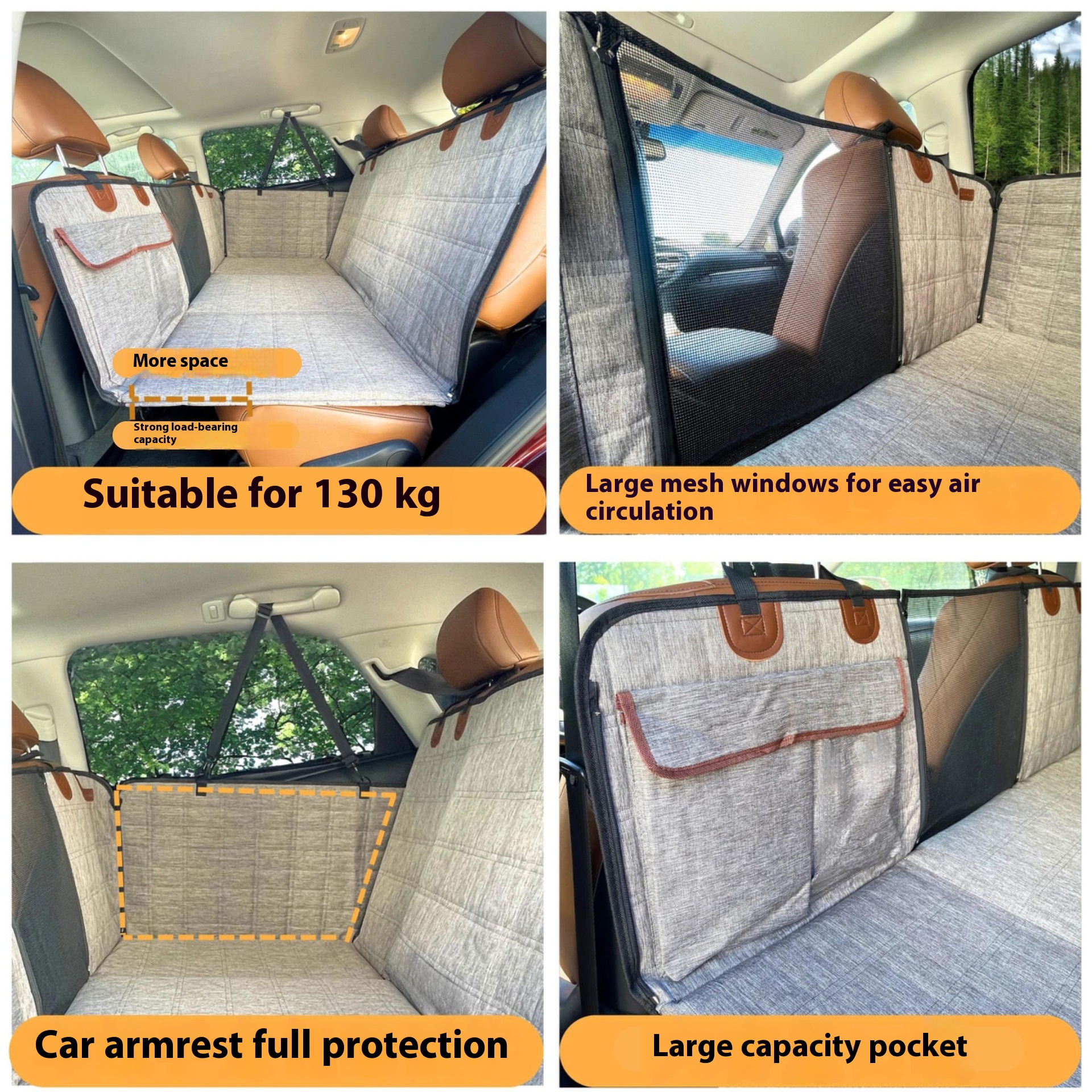 Plato de Soporte Ampliado para Perros - Colchón Automotriz con Cinturones de Seguridad — imagen 9