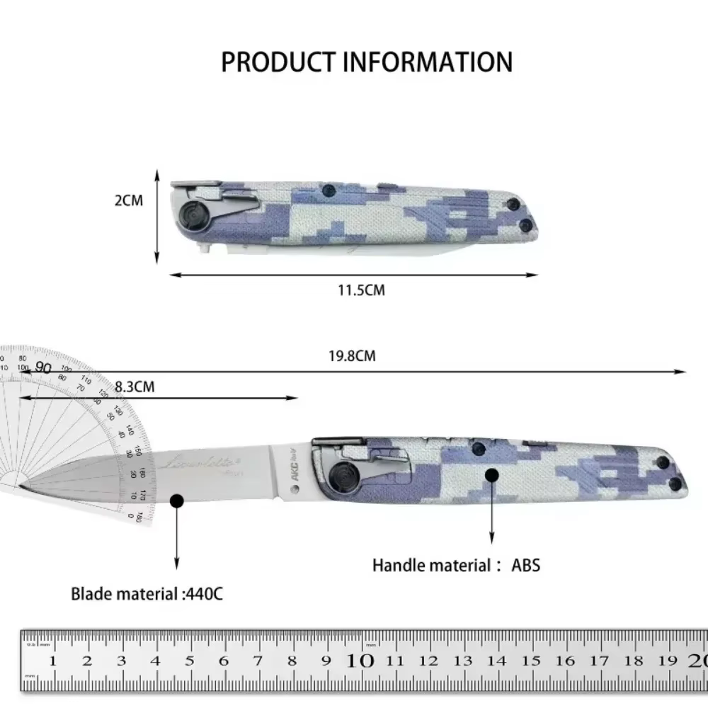 AKC ITALY LEVERLETTO Bill DeShivsOutdoor Hunting Pocket Knife ABS Handle 440C Blade EDC Outdoor Hunting Survival Camping Knives — image 6