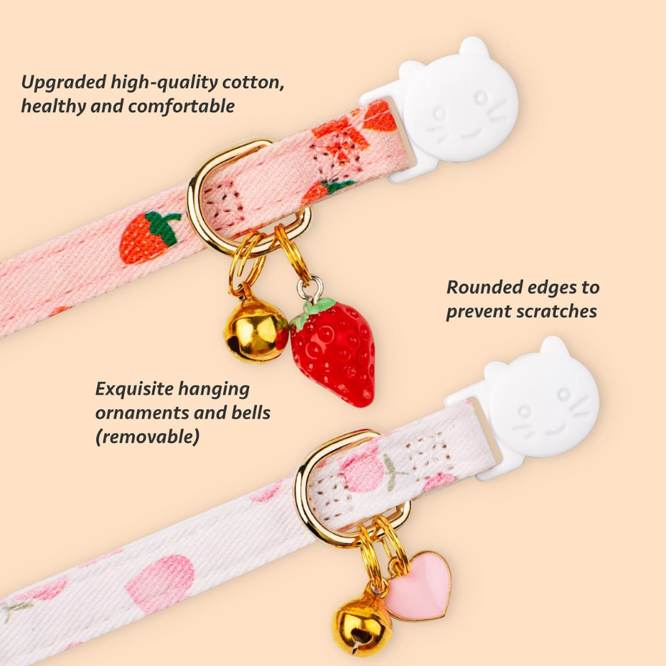 2 Pack Cotton Cat Collar Strawberrie White Heart Cute Kitten Collar — image 5