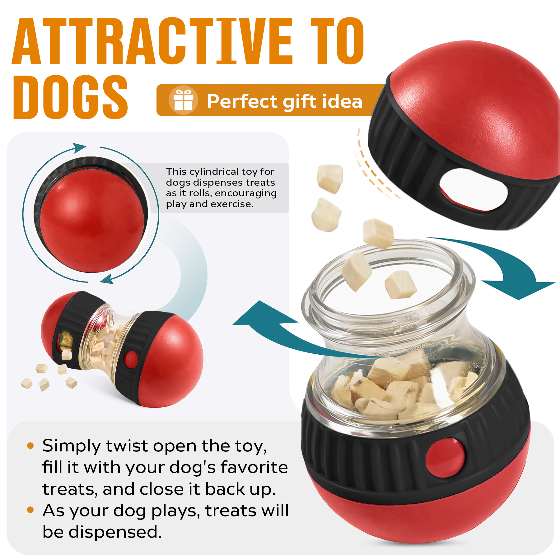Juguetes de Rompecabezas para Perros - Pelota Dispensadora de Comida con Ajuste para Tratados Lento y Saludable, Entrenamiento Mental para Cachorros y Adultos — imagen 7