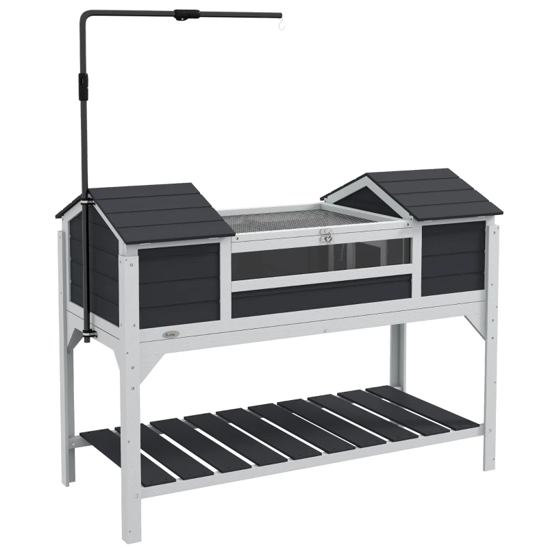 Tortoise Enclosure Tortoise House With Adjustable Lamp Holder Storage Shelf, Dual Main Houses, Openable Lid, Gray — imagen 7