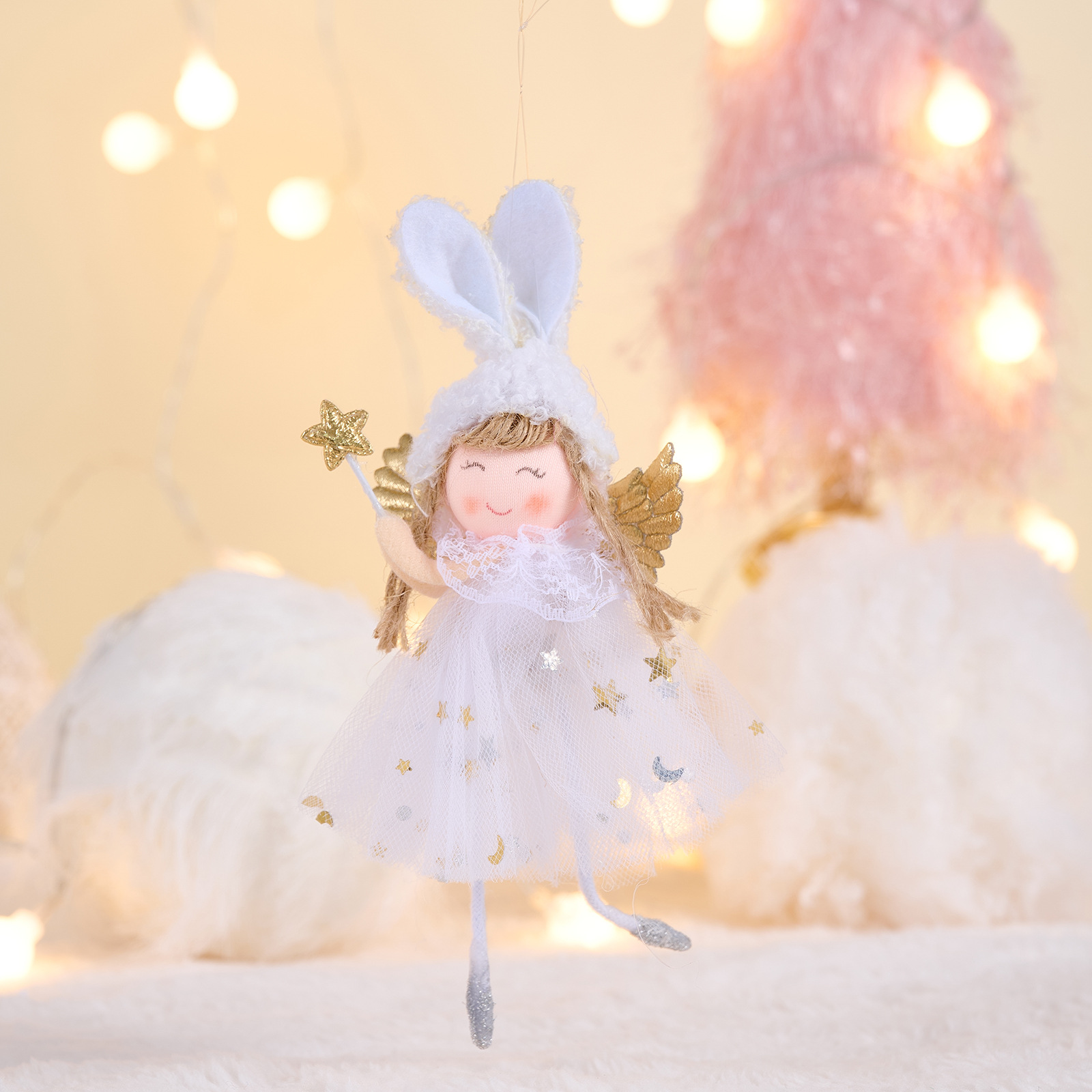 Christmas Decoration Rabbit Ears Angel Ornaments Tree Wings Girl Angel Hanging Decor — image 8