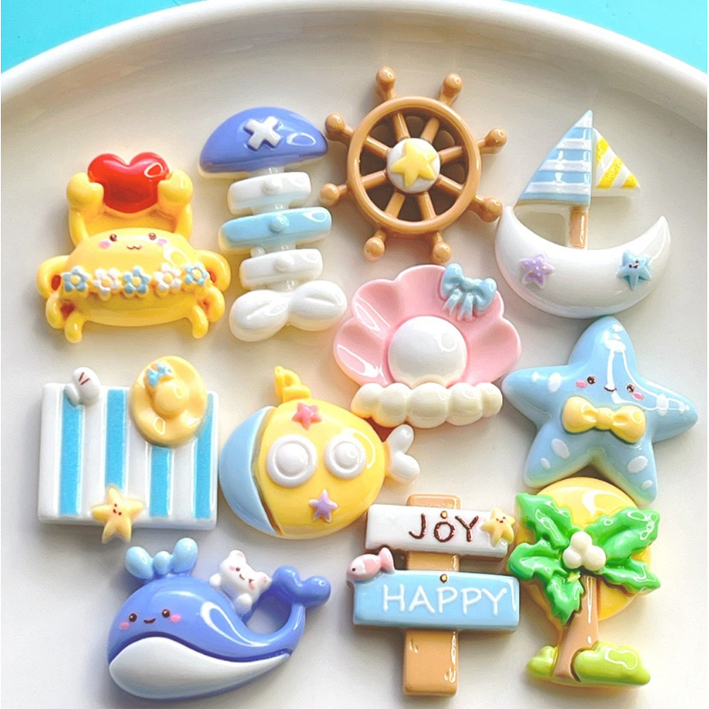 25PCS Ocean & Beach Theme -Mini Resin Seashell Starfish, Decor For Fridge, Office, Lockers, Shoes & Gifts — image 1