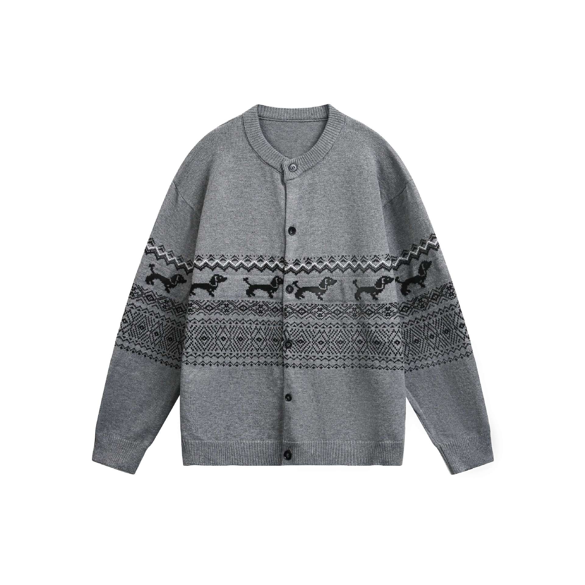 Vintage Fair Isle dog knit cardigan sweater men — image 1