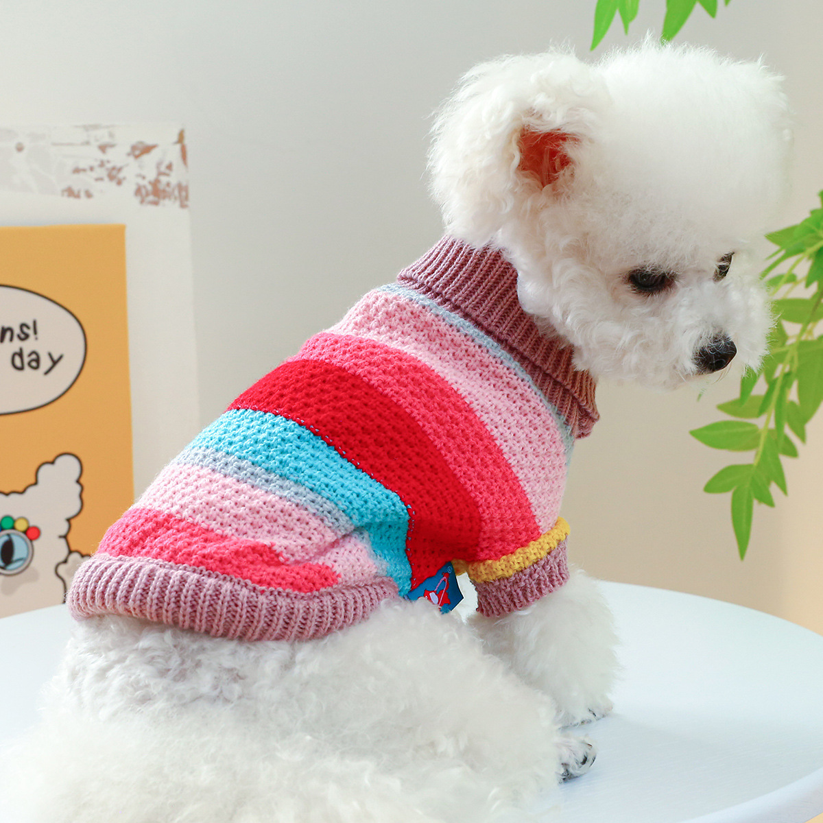Sudadera cómoda de rayas coloridas para mascotas — imagen 7