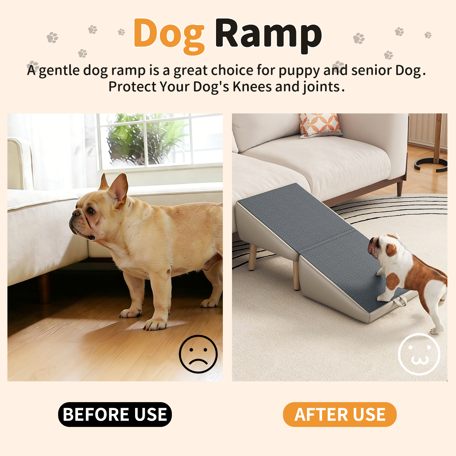 UPGRADED Dog Stairs for Small Dogs and Cats, Dog Ramp for Couch and Bed, Foldable 2-in-1 Wooden Pet Steps for Puppy, Split Ottoman Design (Light Grey) — image 7