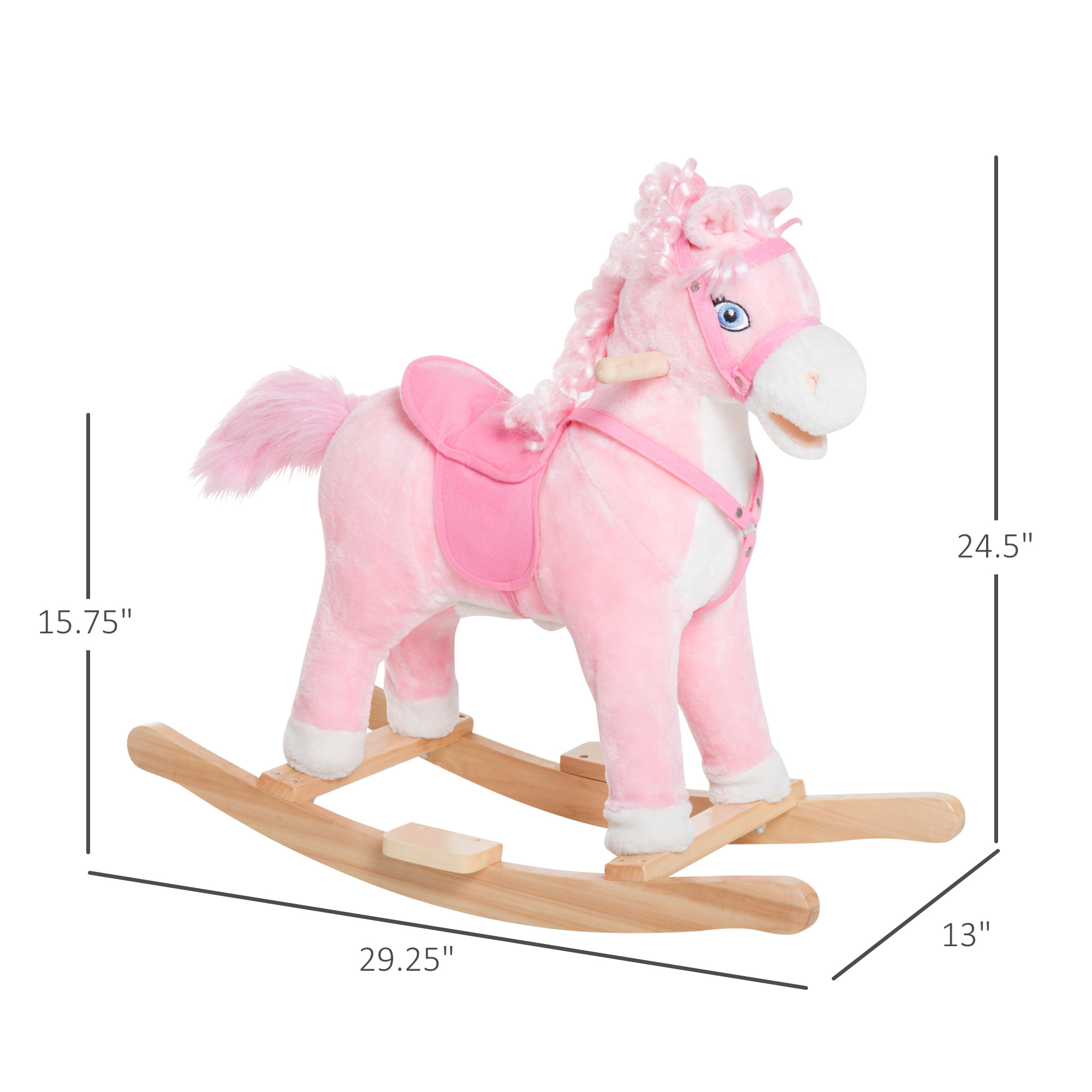 Kids Ride on Rocking Horse Toddler Plush Toy with Realistic Sounds and Swinging Tail for 3 Years Old Children — image 6