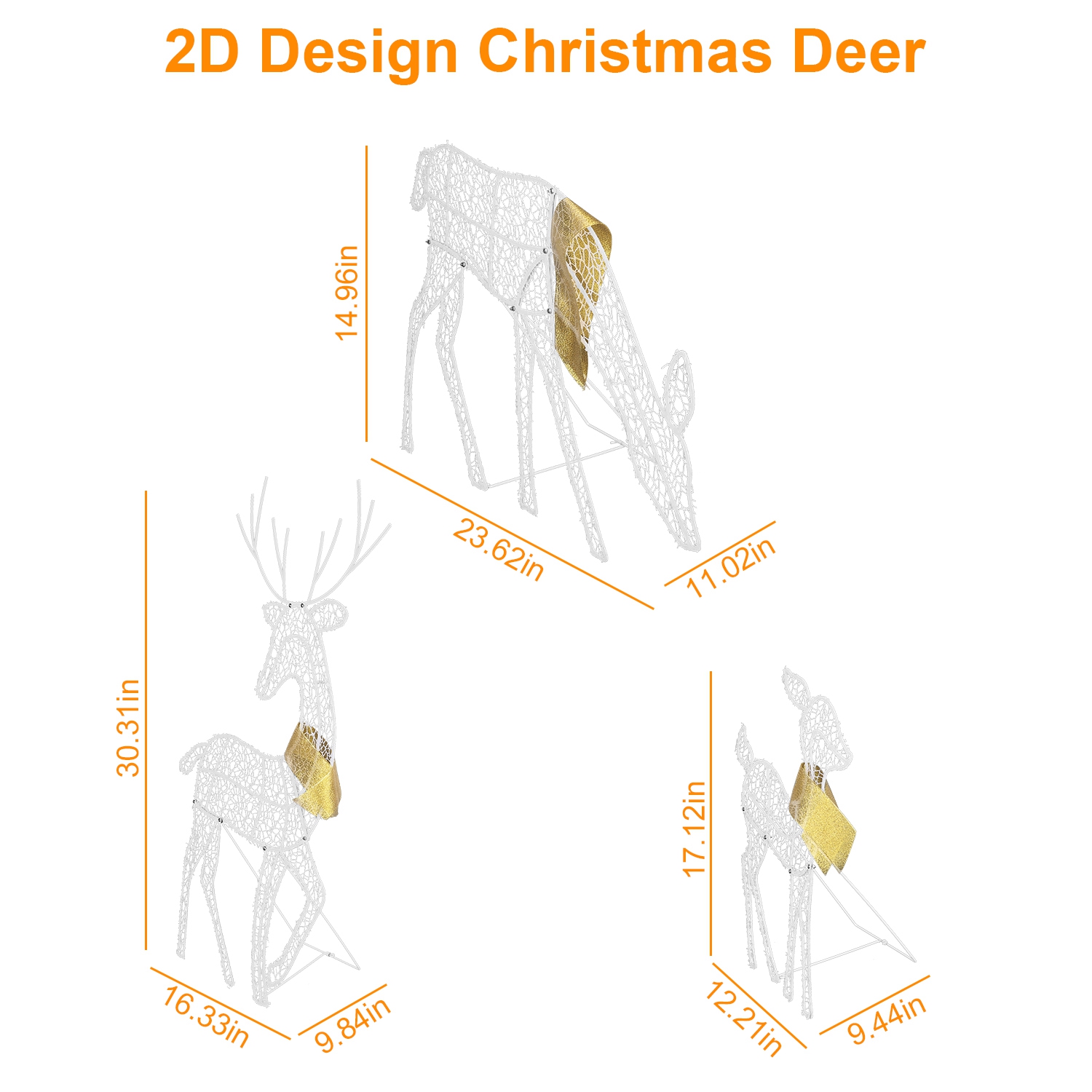 3 Sets de Familia de Renos Navideños Iluminados 2D, Luz Amarilla Cálida con 3 Modos de Iluminación, Macho, Hembra y Cría, Decoración Navideña para Interior y Exterior — imagen 2