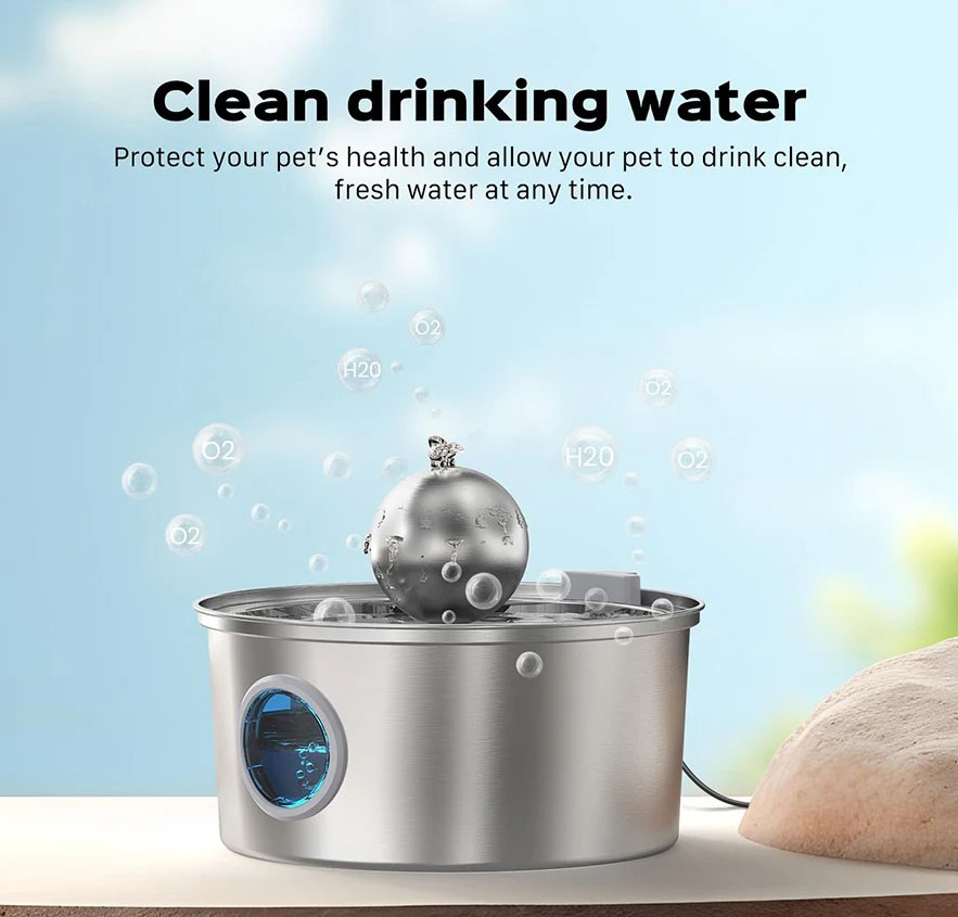 Stainless steel pet water dispenser, circular runway type, large capacity LED cat and dog water dispenser — image 5