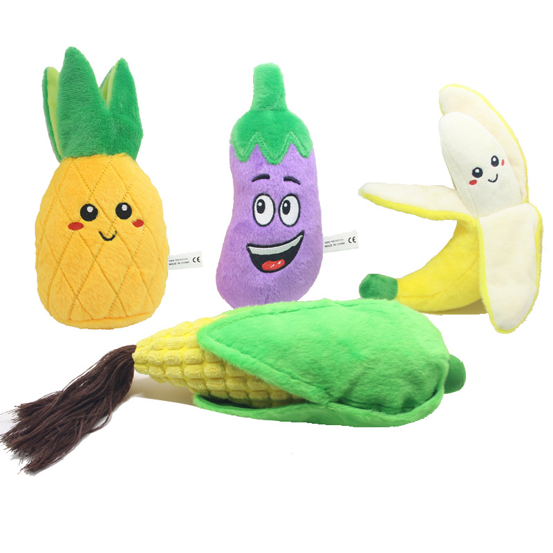 Pet Plush Sound Toys Fruits and Vegetables Dogs and Cats Educational Toys Supplies Cactus, Corn, Eggplant — image 2
