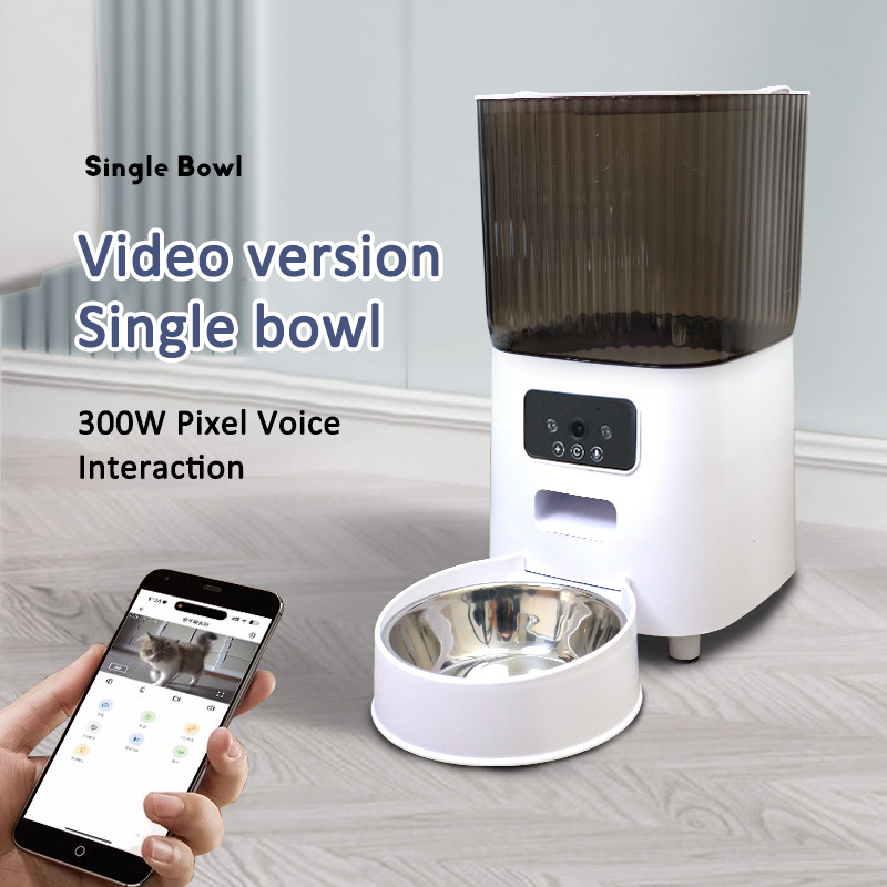 Double Bowls Smart Automatic Cat Feeder With Camera Cat Dry Food Video Dispenser Pet Smart Voice Recorder Auto Feeder For Dog