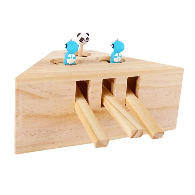Juguete Interactivo de Madera Sólida para Gatos con Cinco Agujeros y Hoyo de Ratón — imagen 8