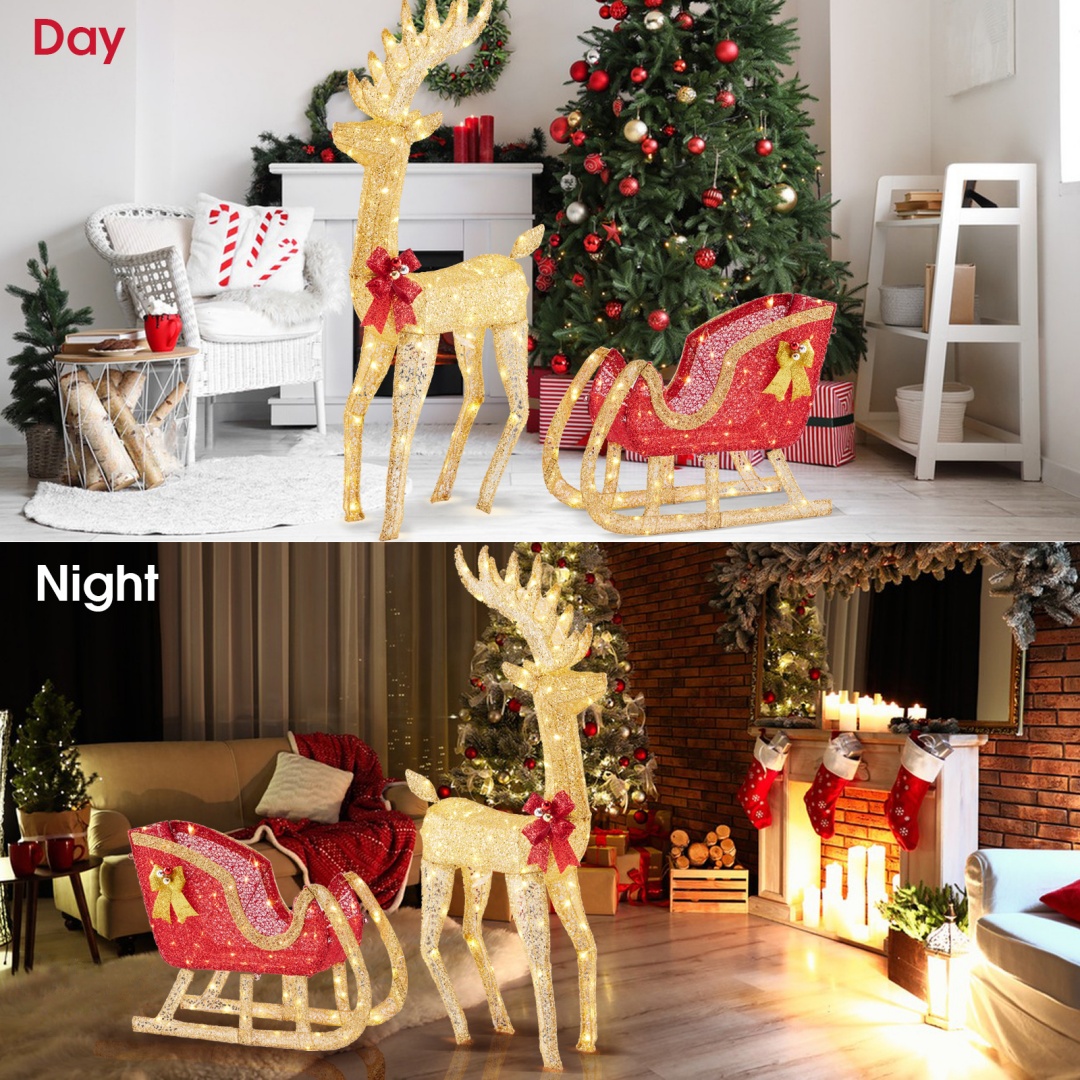 Decoración para Patio de Navidad con Renos y Carros de Remolque — imagen 13
