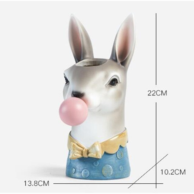 Resin Cartoon Animal Head Vase Succulents Flower vase — image 6