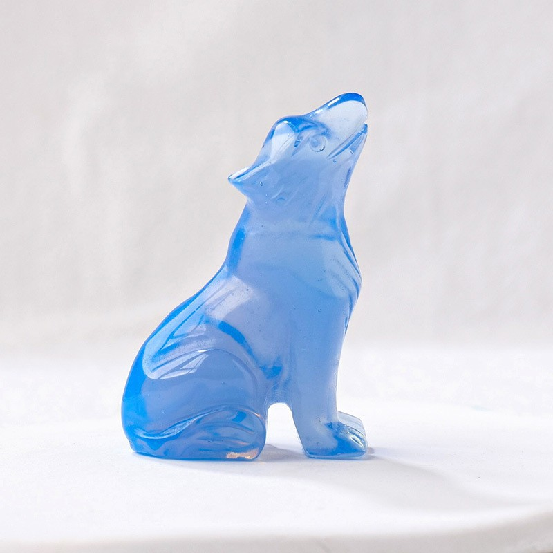 Natural crystal wolf cub carving piece, crystal animal raw stone, mineral specimen, home decoration ornament — image 18