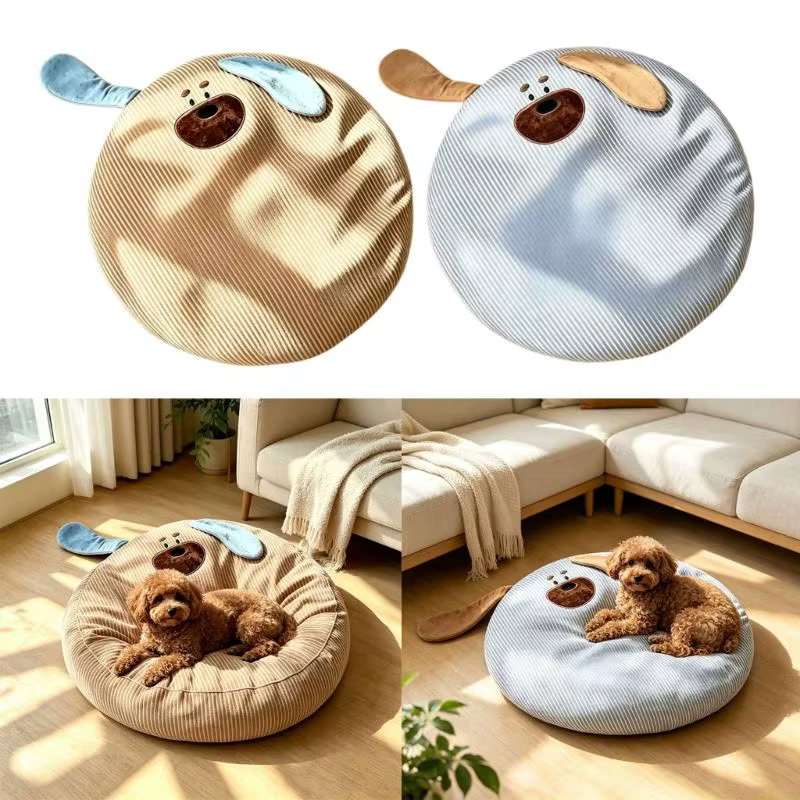 Round Padded Pet Bed for Felines and Canines, Thick Cotton Fill and High-Density Textile Shell Above Cool Hard Ground KXRE — image 5