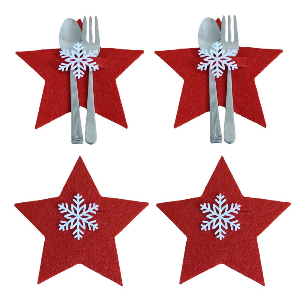 4PCS Christmas Knife and Fork Holder Elk Xmas Tree Pocket Cutlery Bag Non-woven fabric Tableware Organizer Table Decor Tools — image 5