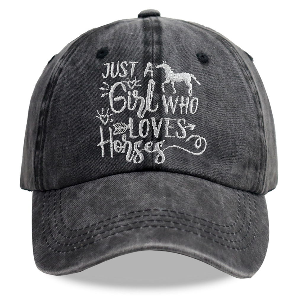 Sombrero de Niña que Ama Caballos para Hombres y Mujeres, Gorra de Béisbol Ajustable con Bordado — imagen 3