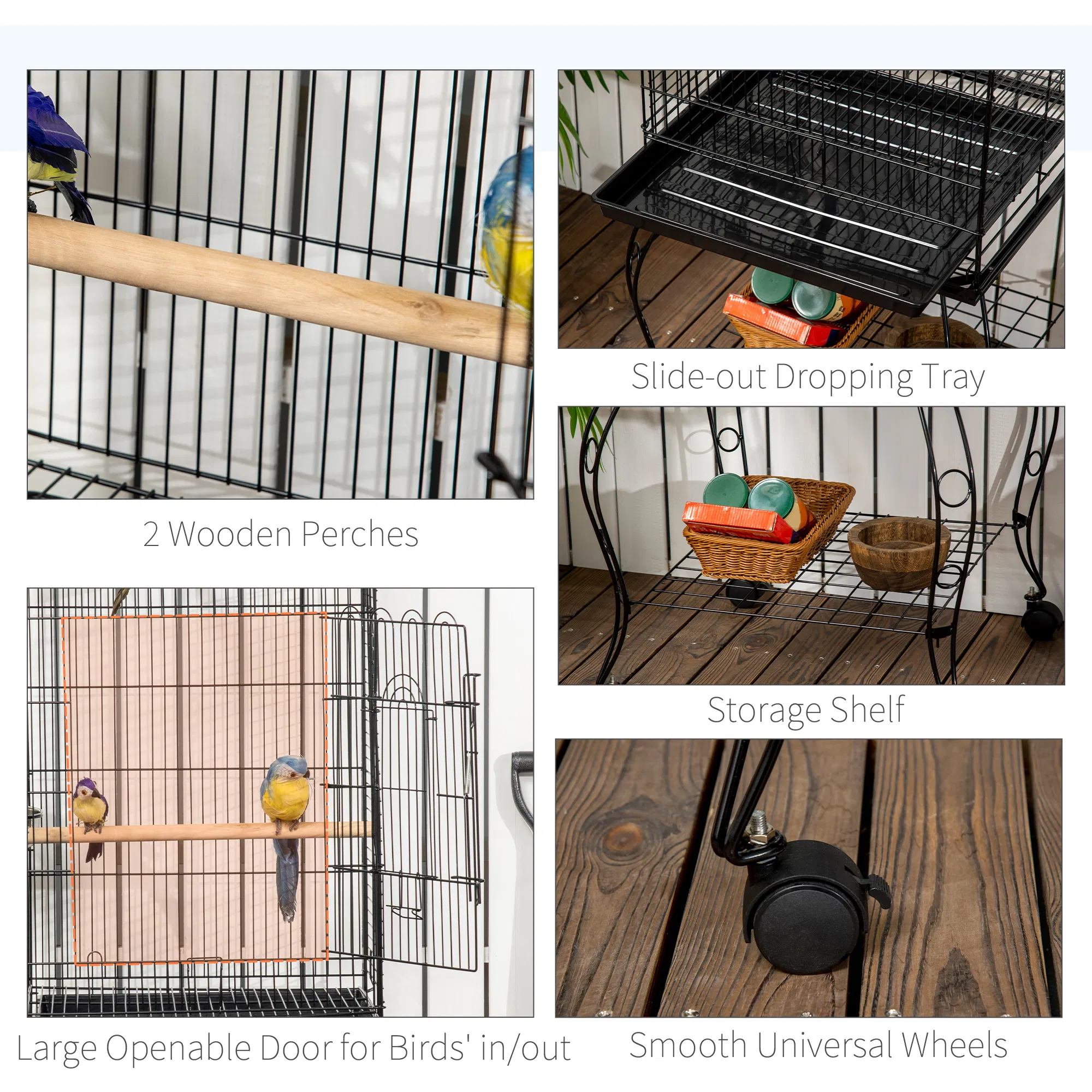 60" Large Bird Cage with Openable Top for Cockatie, Sun Conure — image 3