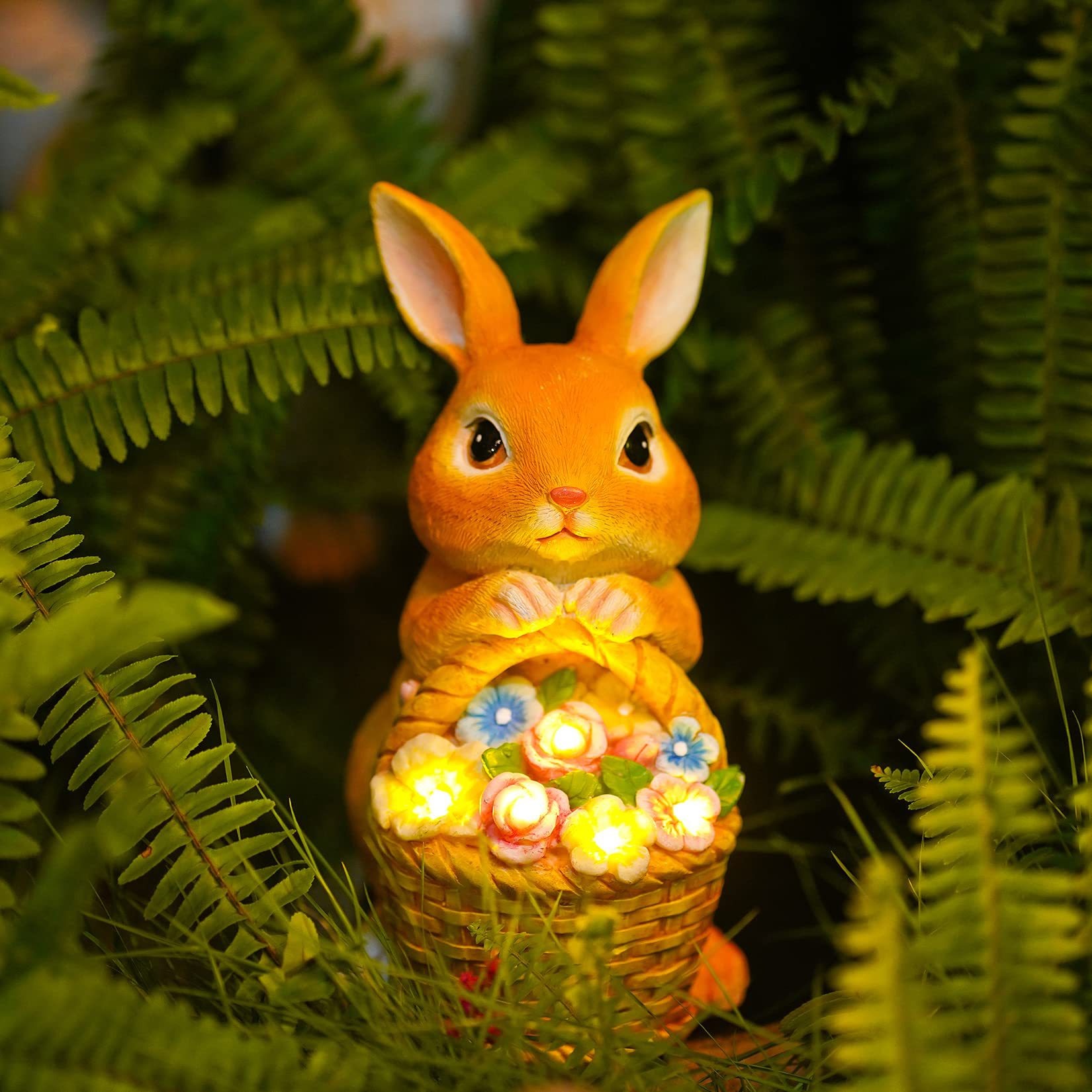 Solar Rabbit Basket Decoration Resin — image 5