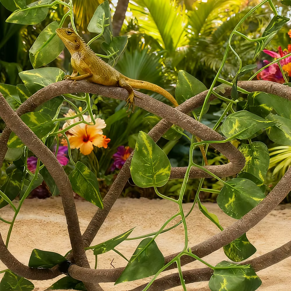 Enredaderas Artificiales de 1M para Reptiles, Flexibles y Moldeables, Plantas de Ratán Falsas para Trepar, Decoración de Terrario y Hábitat para Lagartos — imagen 5