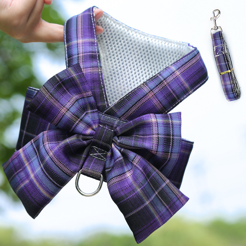 Ropa de Trazo para Perros con Estampado de Plaid, Cinturón de Pecho con Correa y Faldita para Salir — imagen 6