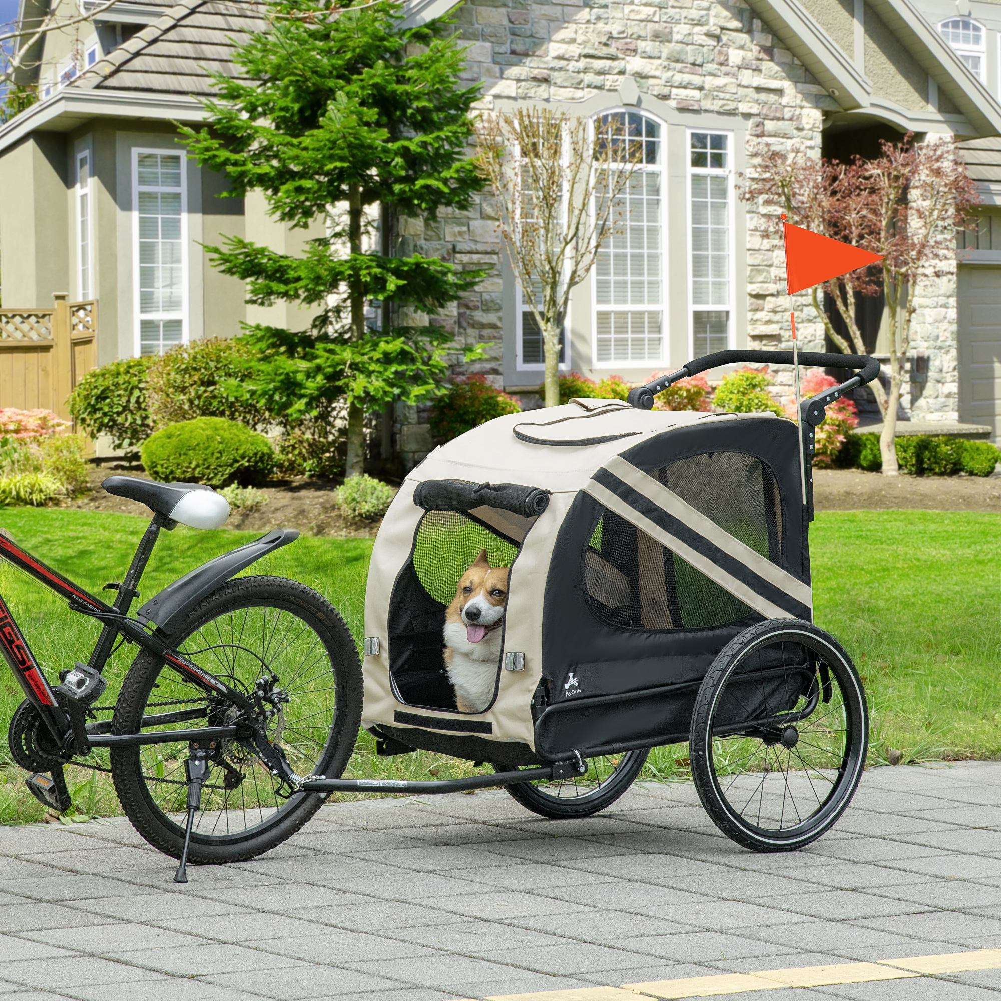 2-in-1 Pet Bike Trailer for Small Dogs, Road-Visibility Dog Stroller Bicycle Carrier, Weather-Strong Bike Wagon Trailer Sidecar Attachment, White — image 8
