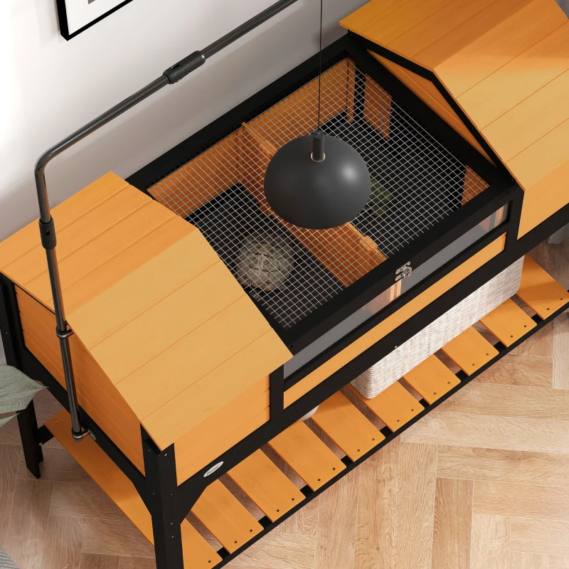 Tortoise Enclosure Tortoise House With Adjustable Lamp Holder Storage Shelf, Dual Main Houses, Openable Lid, Yellow — imagen 10