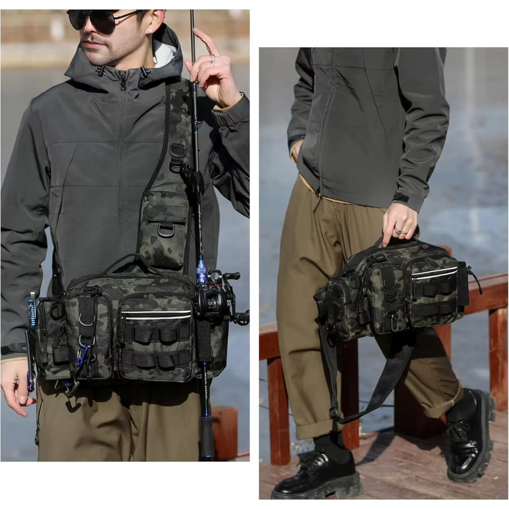 Mochila de Equipo de Pesca Bolsa de Cintura para Pescar Bolsa de Hombro para Equipo de Pesca - Perfecto para Pesca, Acampada, Senderismo y Más — imagen 6