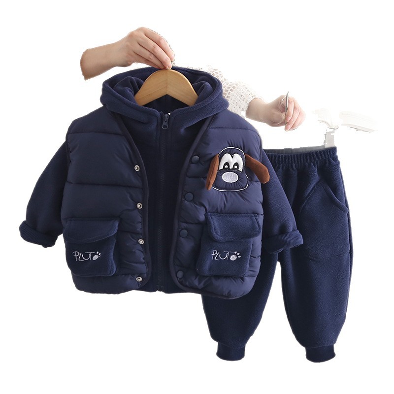 Baby Boys Winter Fleece Lined 3-Piece Set Puppy Dog Vest Outfit — image 6