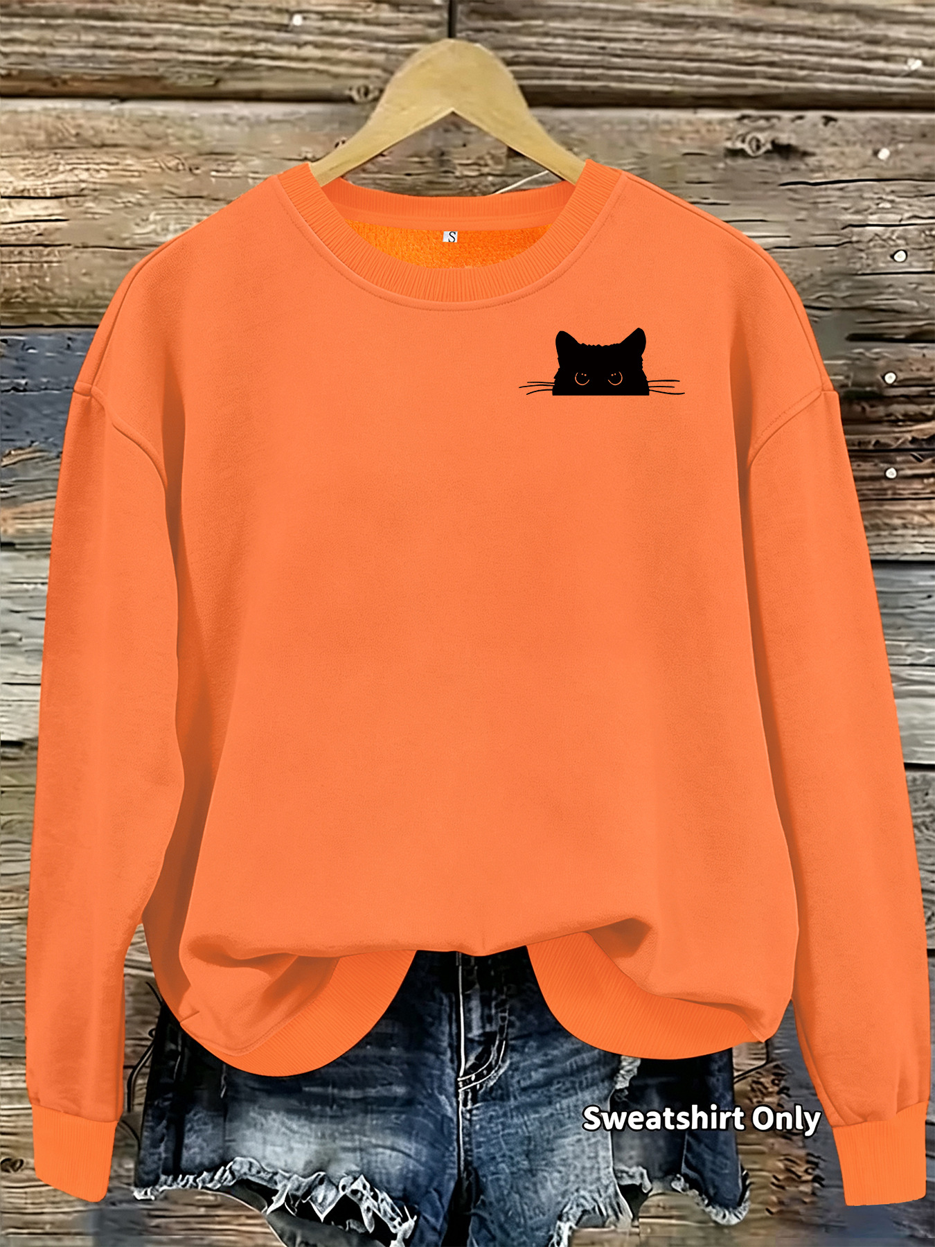 Black cat printed fleece hoodie — image 12