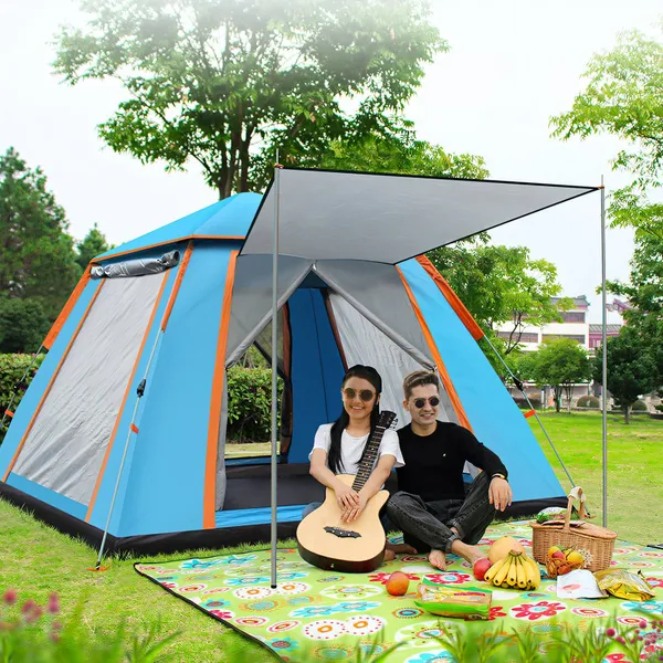 Tienda de Campaña para 4-5 Personas, Plegable, Impermeable, con 2 Mosquiteros en las Ventanas, Bolsa de Transporte, para Senderismo, Escalada, Aventura y Pesca