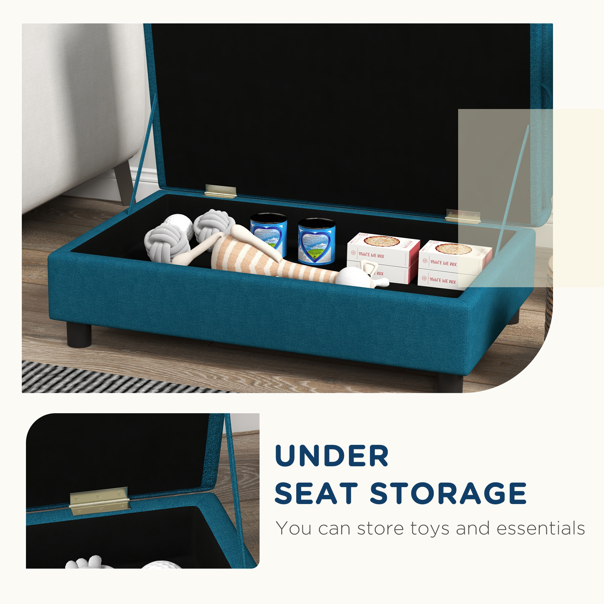 Pet Sofa Dog Sofa for Small Dogs with Storage, Dark Blue — image 4