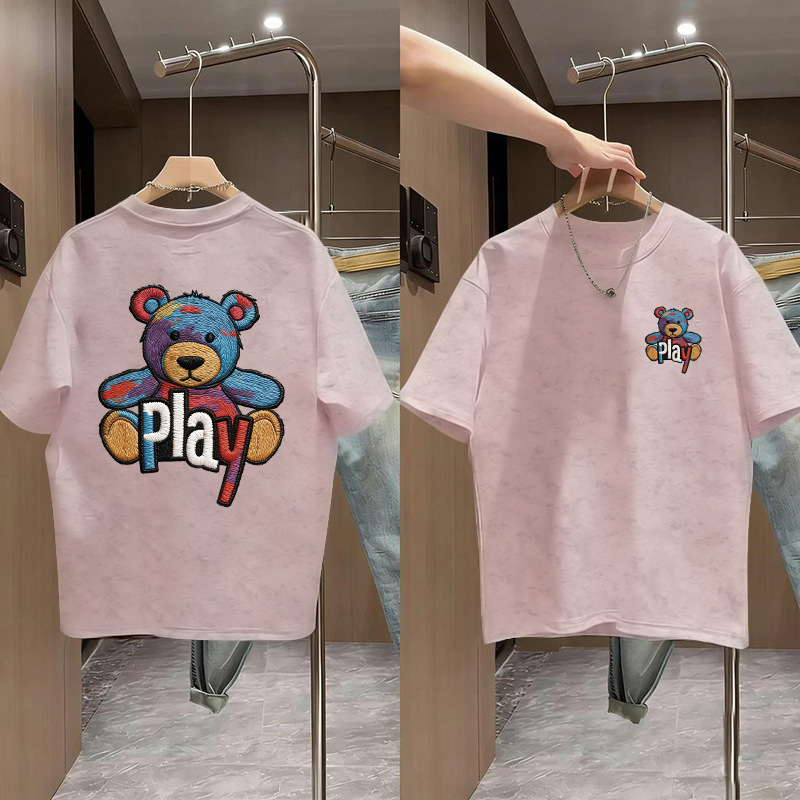 Children's T-Shirt Boy Front and Back Printed Cartoon Bear Short Sleeve Cool Casual Loose Top — image 10