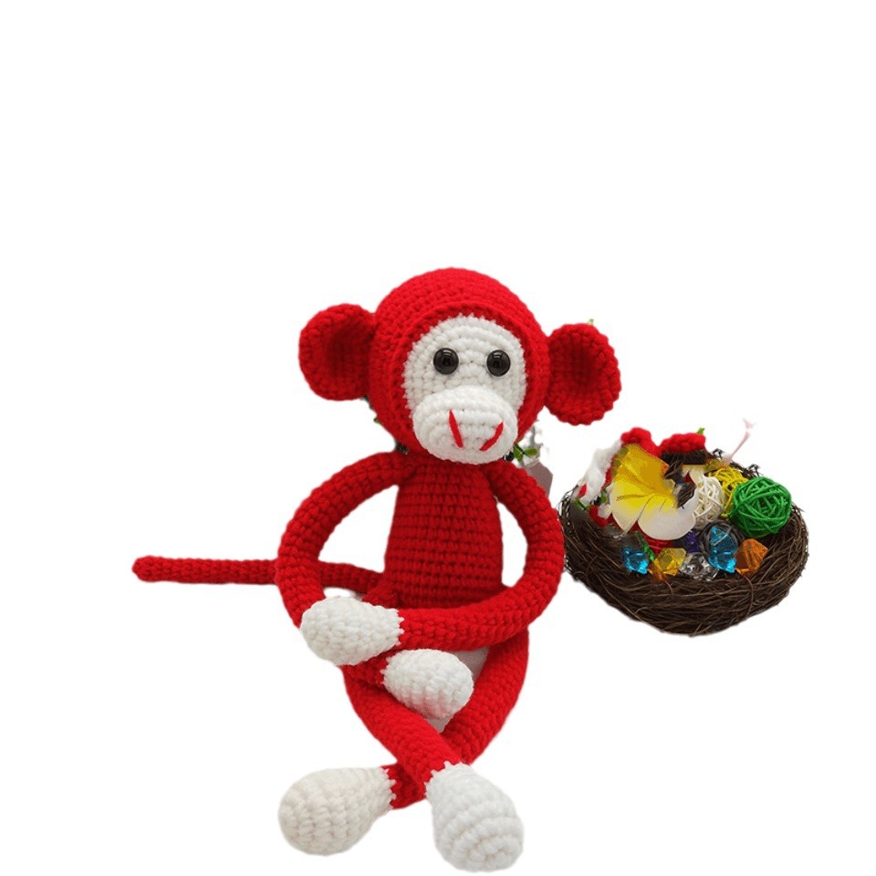 Creative Spider Monkey Plush Toy - Handmade Crochet Knitted Yarn Doll — image 1
