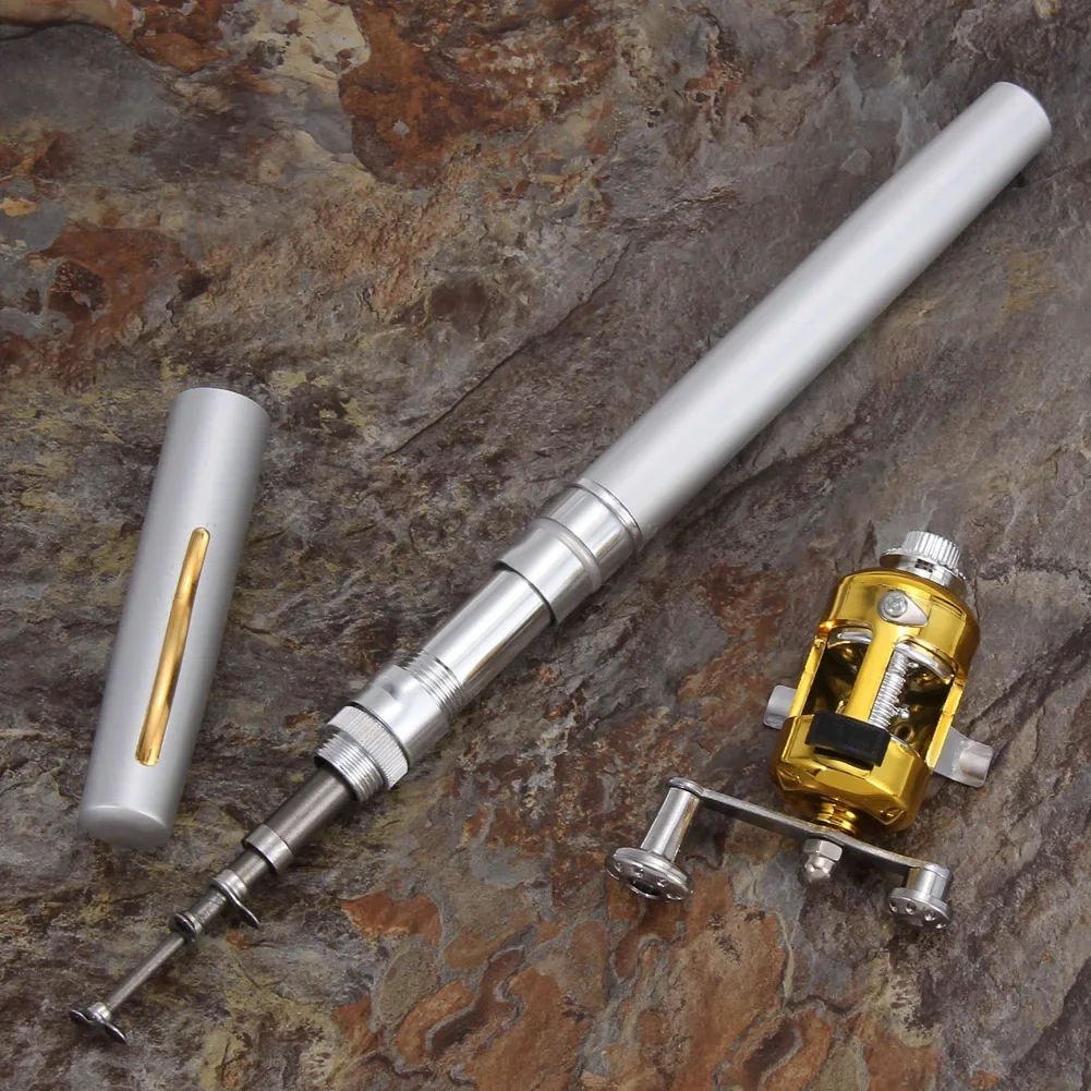 Outdoor Mini Fishing Rod Portable Pocket Telescopic Pole Pen Shape Folding Fishing Rod With Reel Wheel For River Lake Fishing — image 3