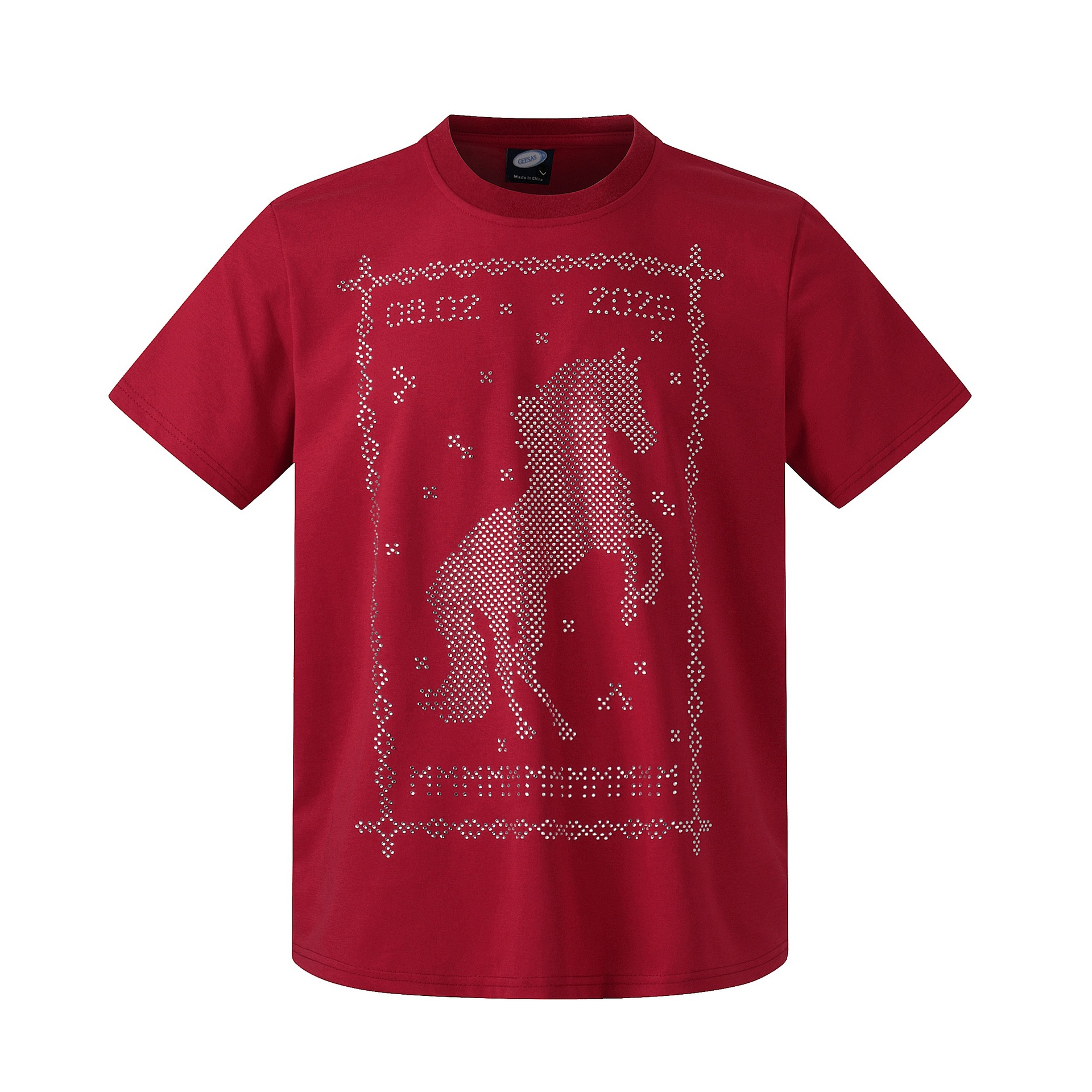 Diamond hot stamping horse print short sleeved shirt — image 8