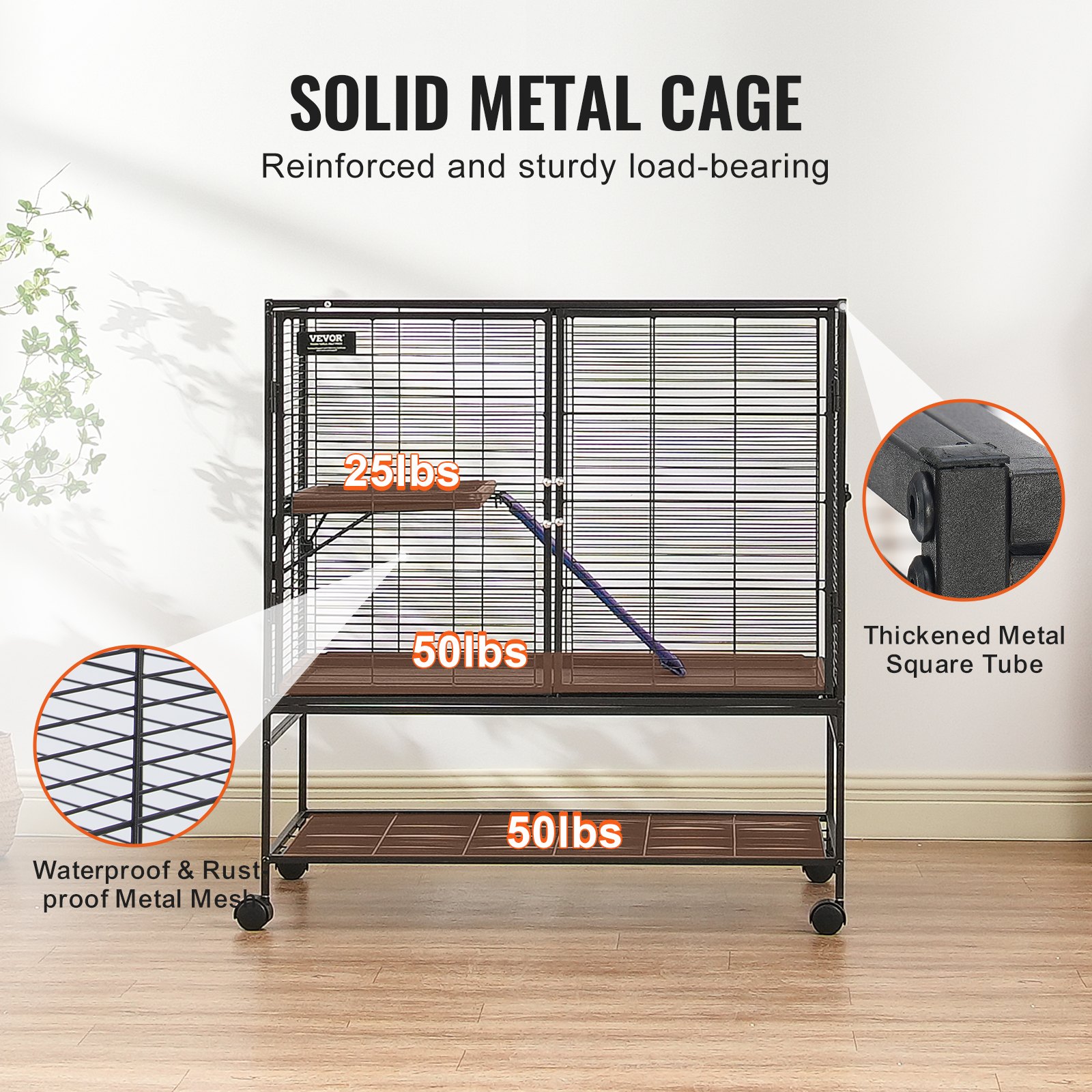 39' Metal Small Animal Cage 2-Tier Rolling Ferret Cage With Tray A Ramp — imagen 5