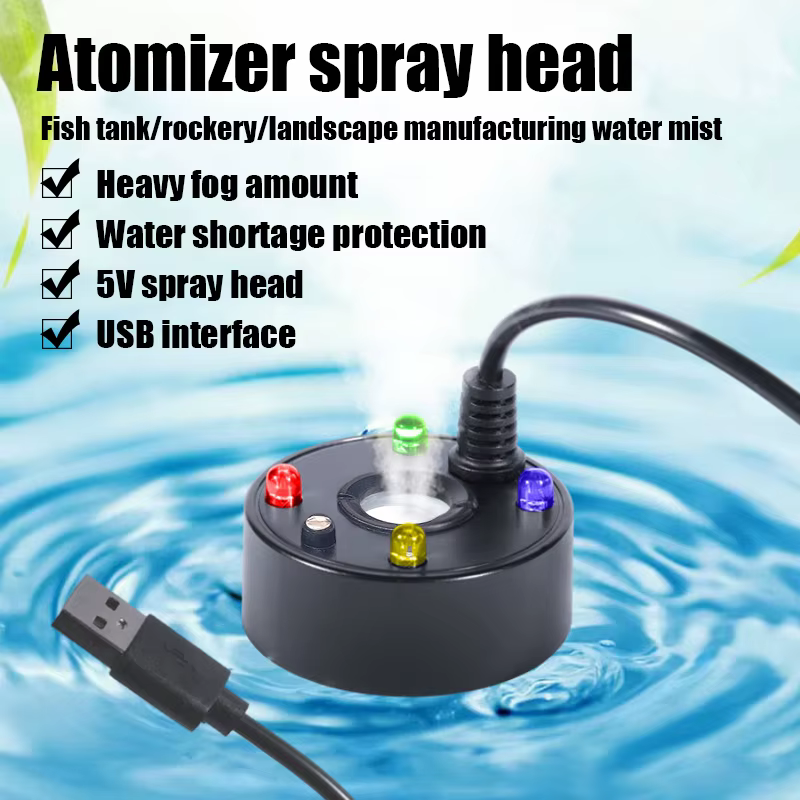 5V USB Mist Maker Fogger Nebulizer Water Fountain Fish Tank Pond Atomizer Head With 4 LED Colorful Lights — image 3