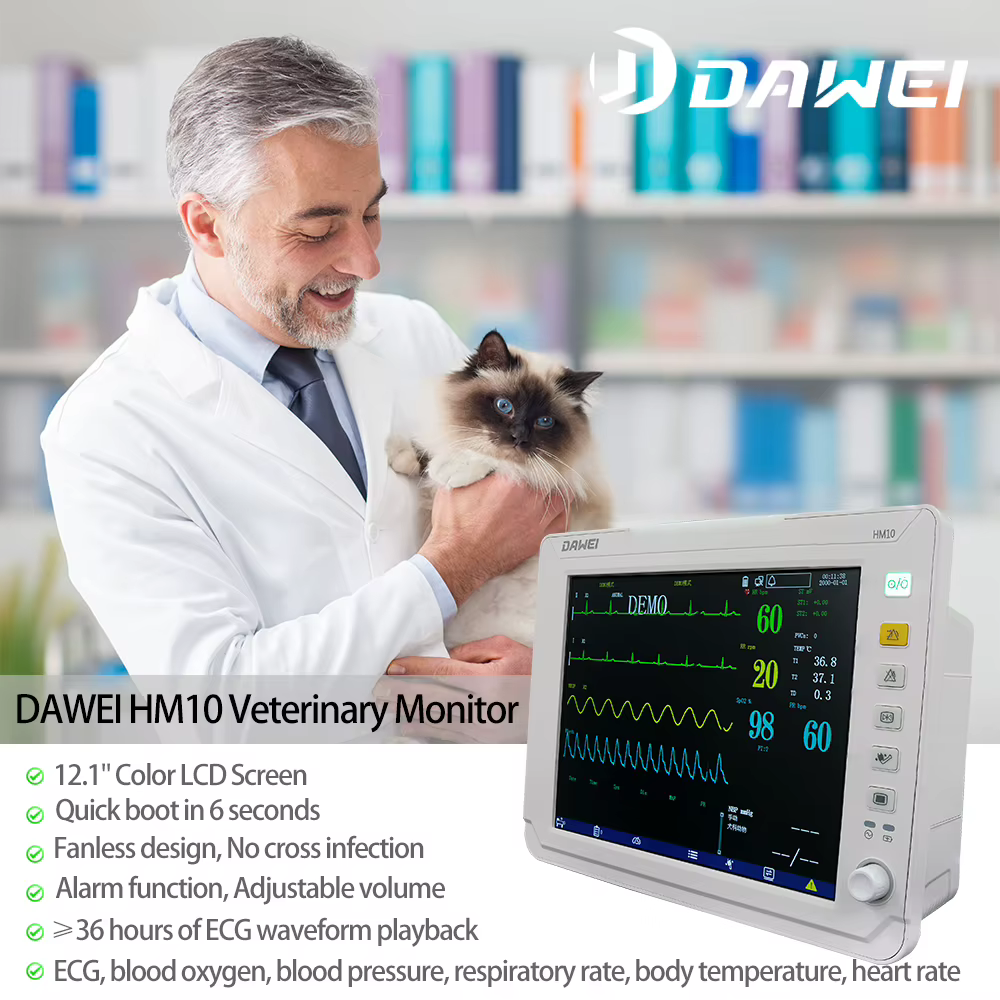 Portable Veterinary Monitor 6 Parameter, 12.1" LCD Big Screen Vet Patient for Pet Dogs Cats Animal Clinic — image 2