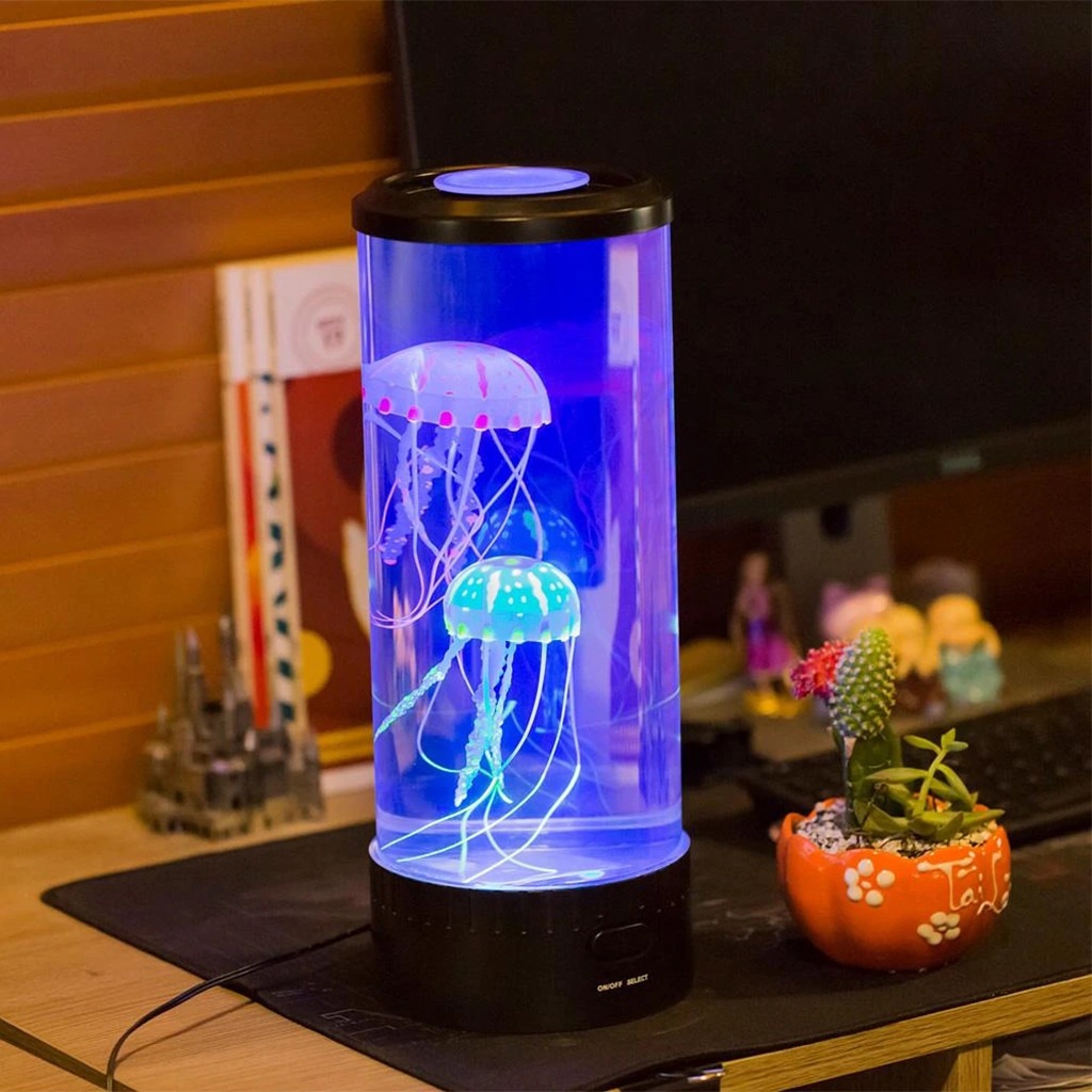 Jellyfish Water Tank Aquarium LED Lamp Color Changing Bedside for Home Bedroom Decoration Kids Gifts — image 1